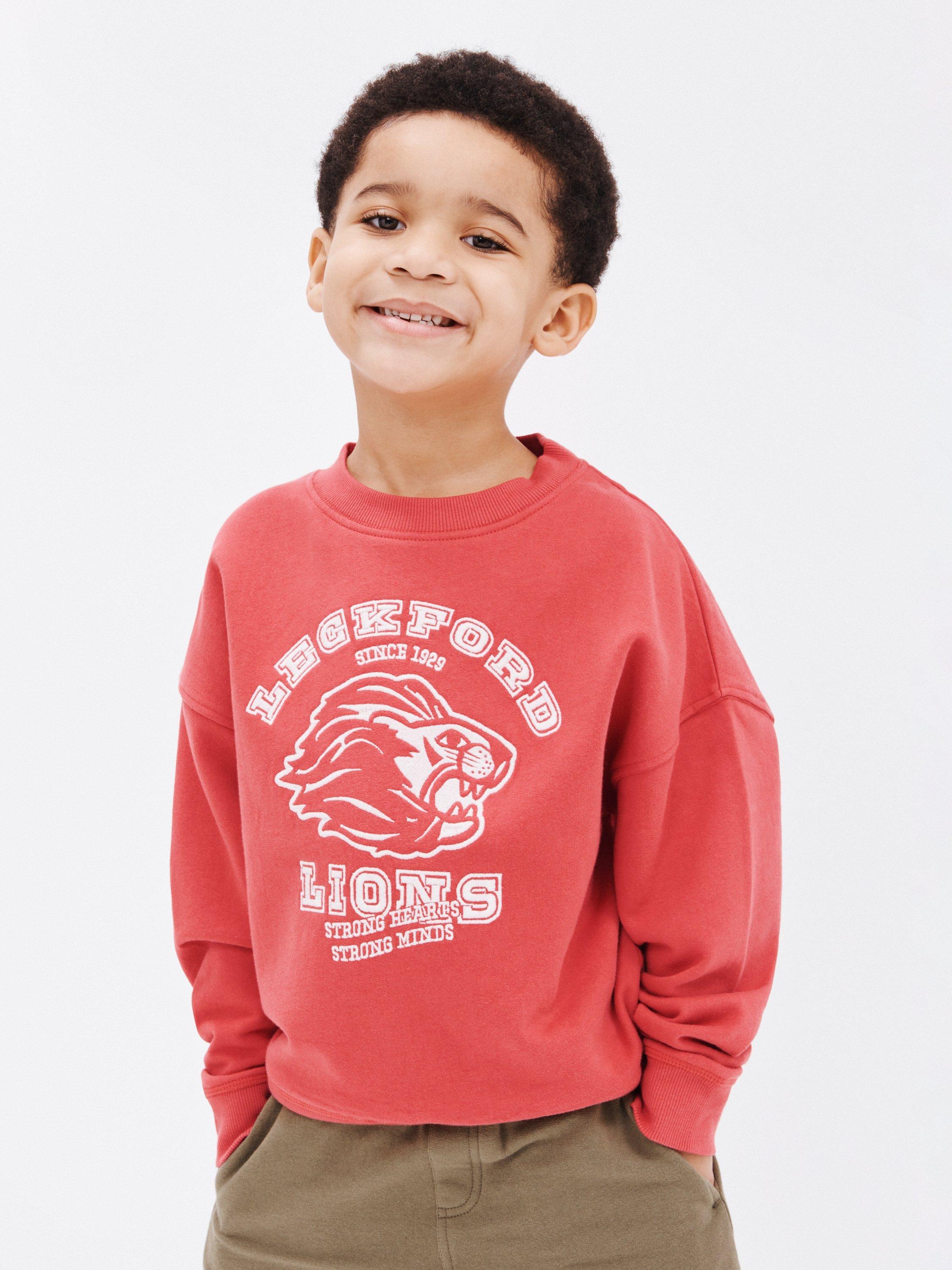 John Lewis Kids' Leckford Lions Graphic Sweatshirt, Red