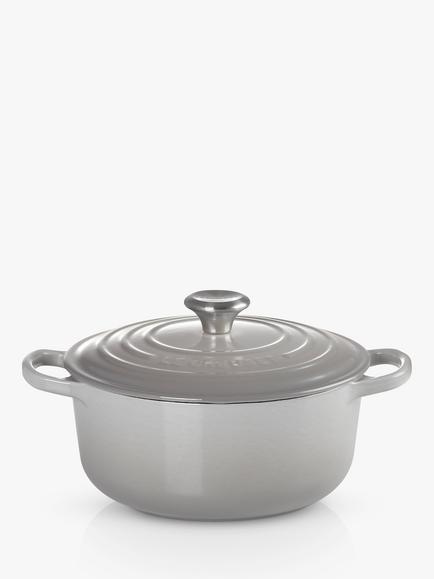 Le Creuset Cast Iron Signature Round Casserole - view 2, Mist Grey
