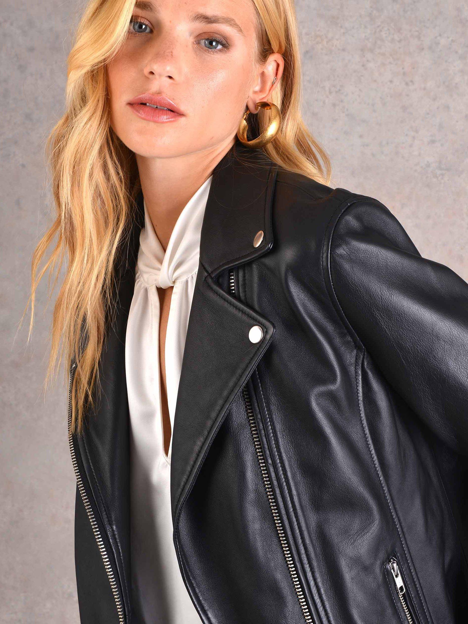 Product image 5 of 6, which shows Ro&Zo Leather Biker Jacket, Black, 6