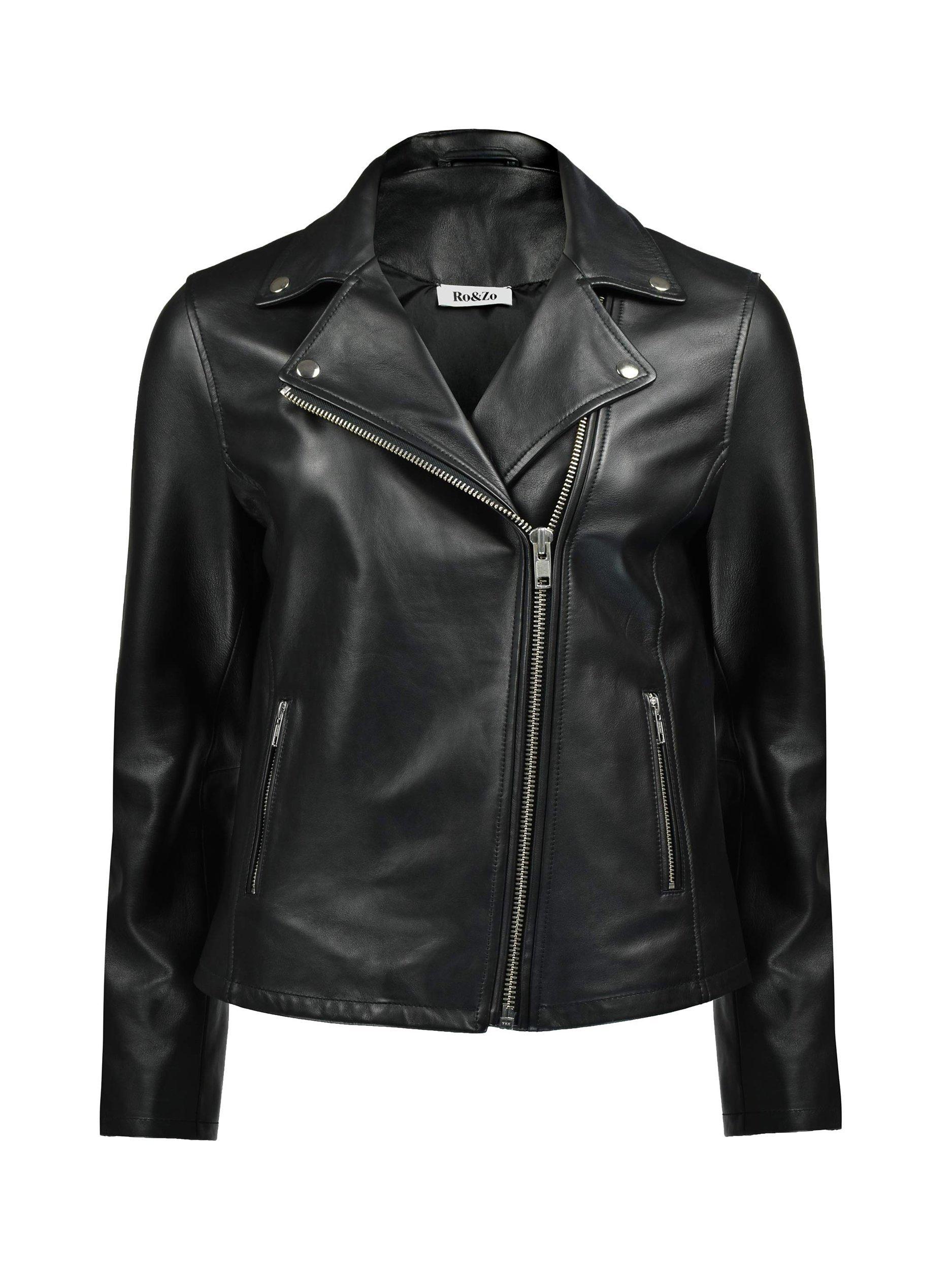 Product image 6 of 6, which shows Ro&Zo Leather Biker Jacket, Black, 6
