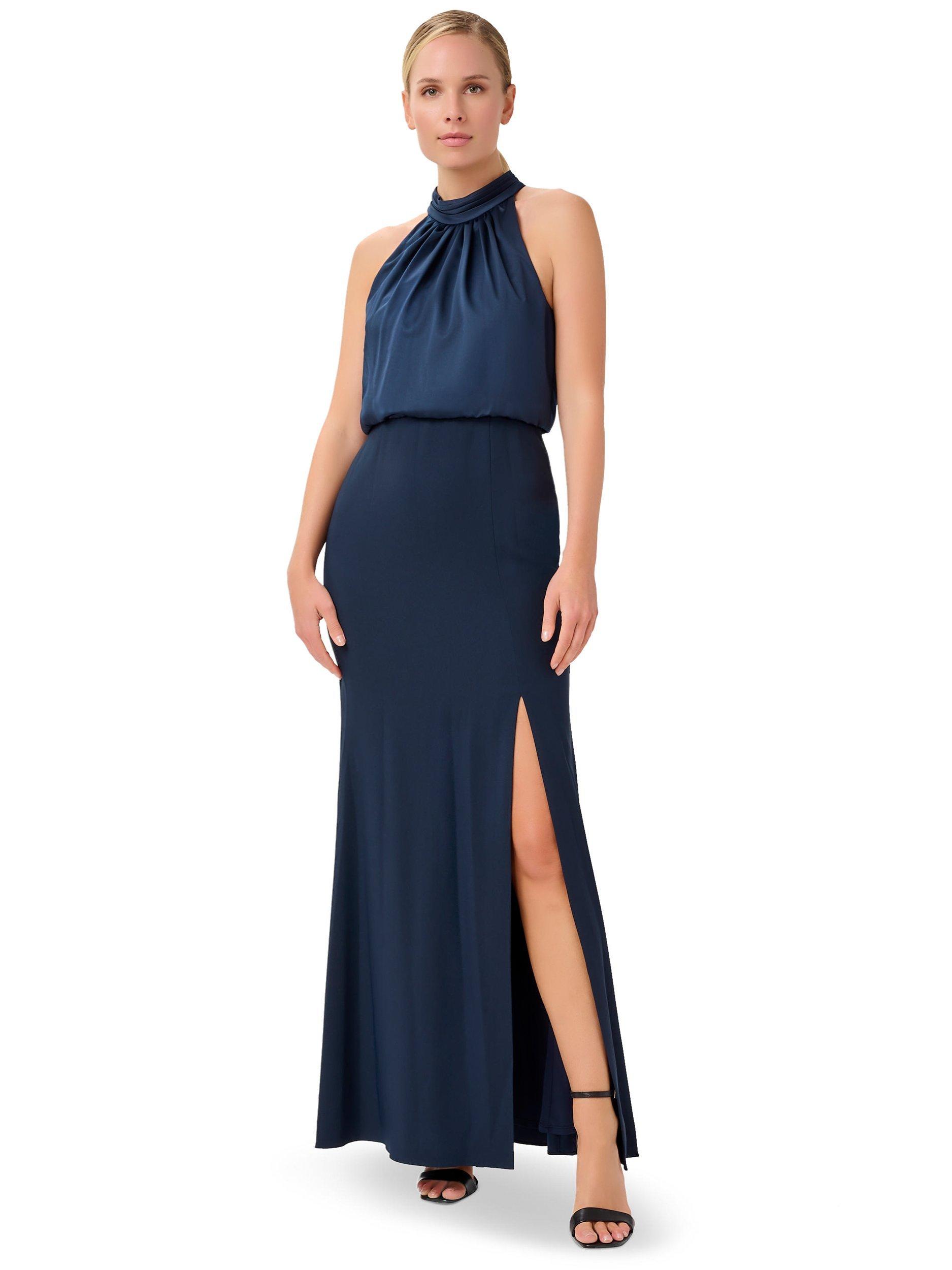 Adrianna Papell Satin Crepe Maxi Dress, Dark Navy