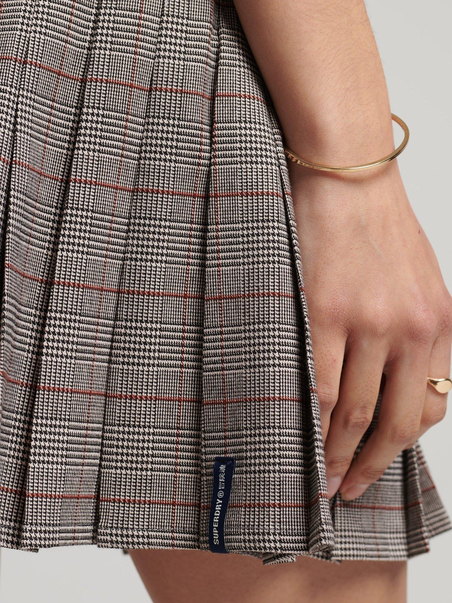 Product image 4 of 5, which shows Superdry Vintage Pleated Check Mini Skirt, Vintage Pink Check, 8