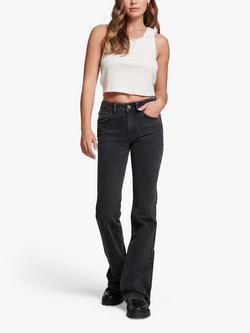 Superdry Mid Rise Slim Flare Jeans - view 2, Walcott Black Stone