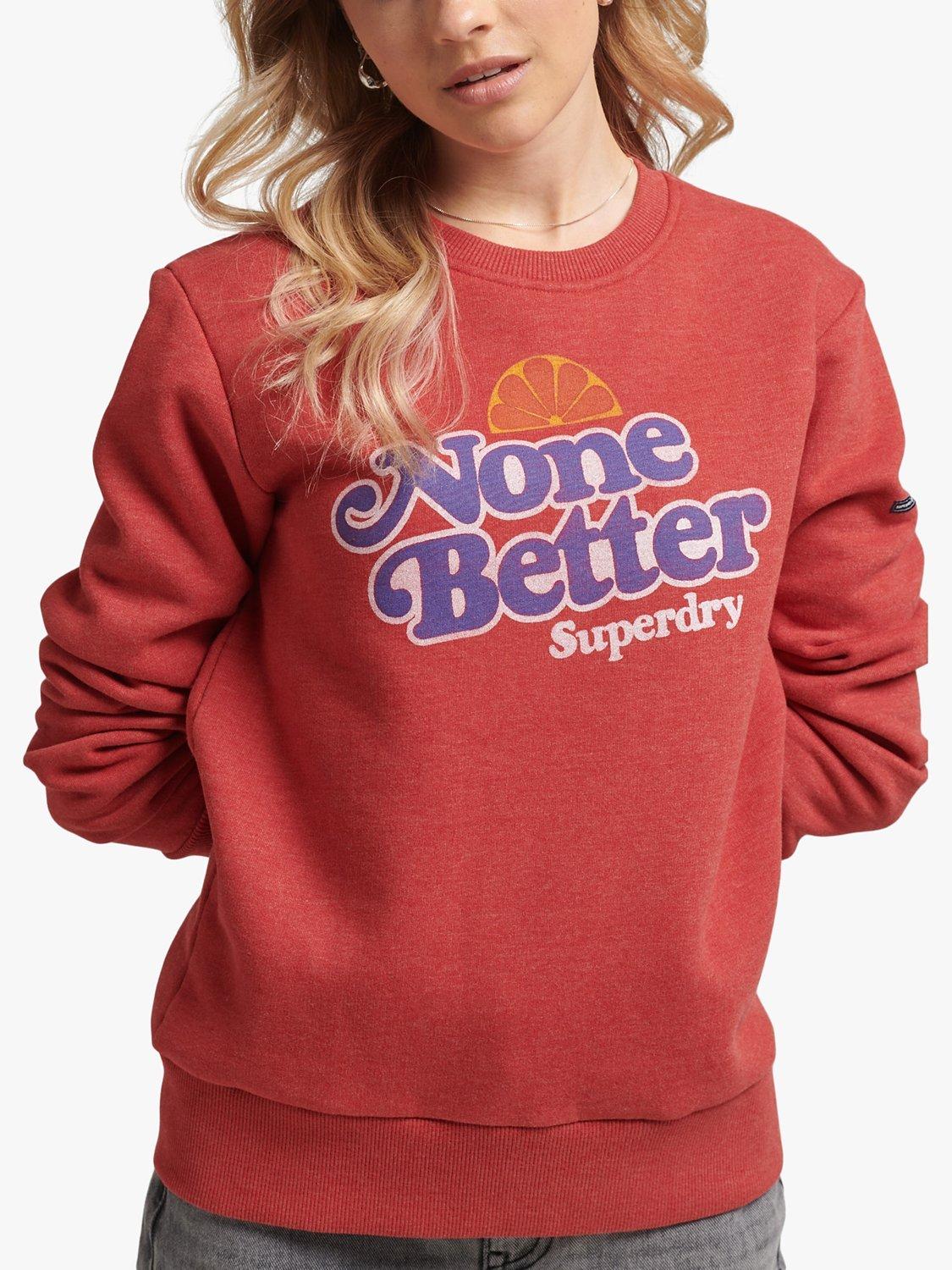 Superdry Cooper Nostalgia Crew Sweatshirt, Papaya Red Marl