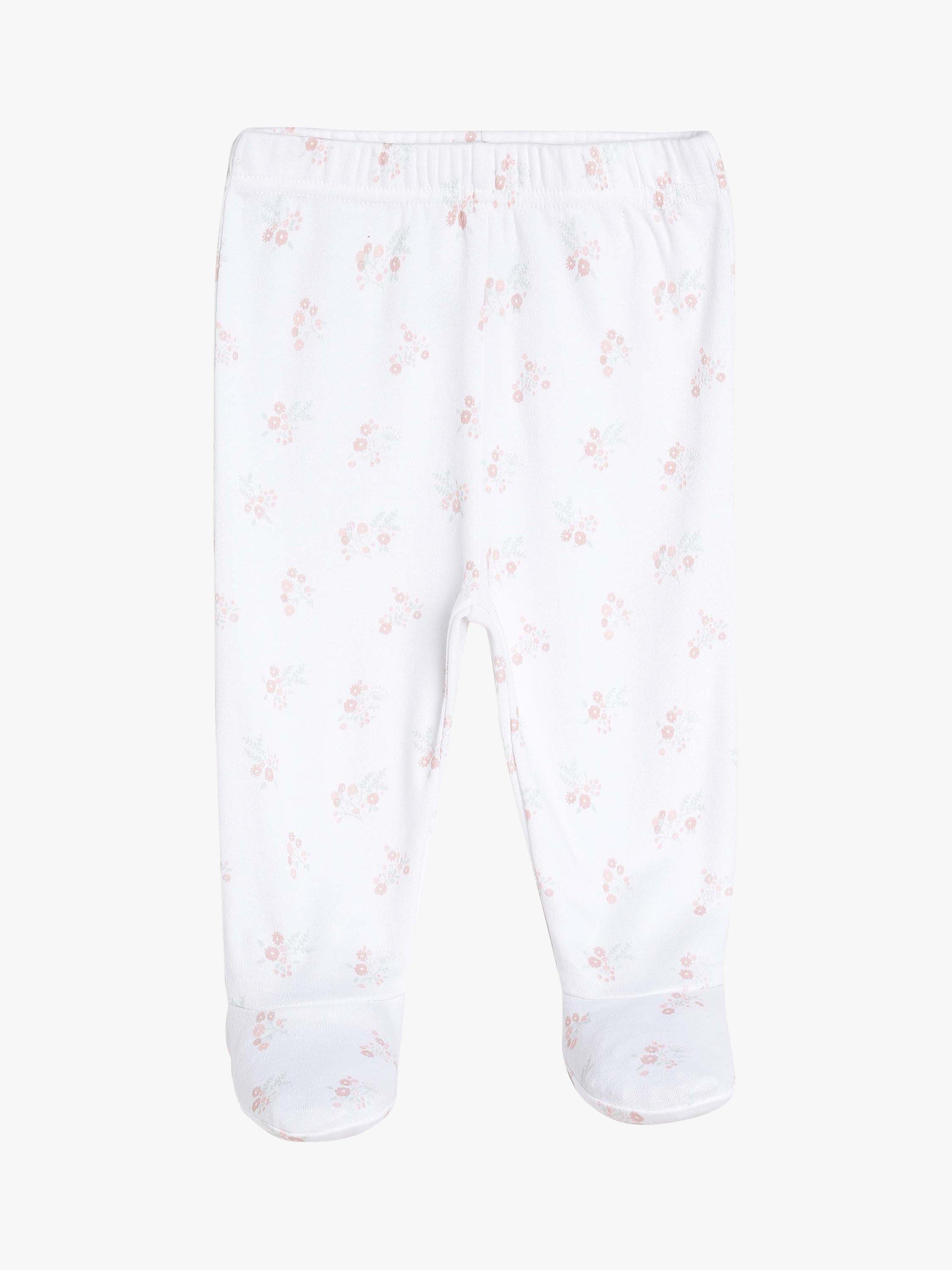 Product image 5 of 8, which shows Mini Cuddles Baby Floral Applique Sleepsuits, Hat & Gloves Set, White/Pink, 6-9 months