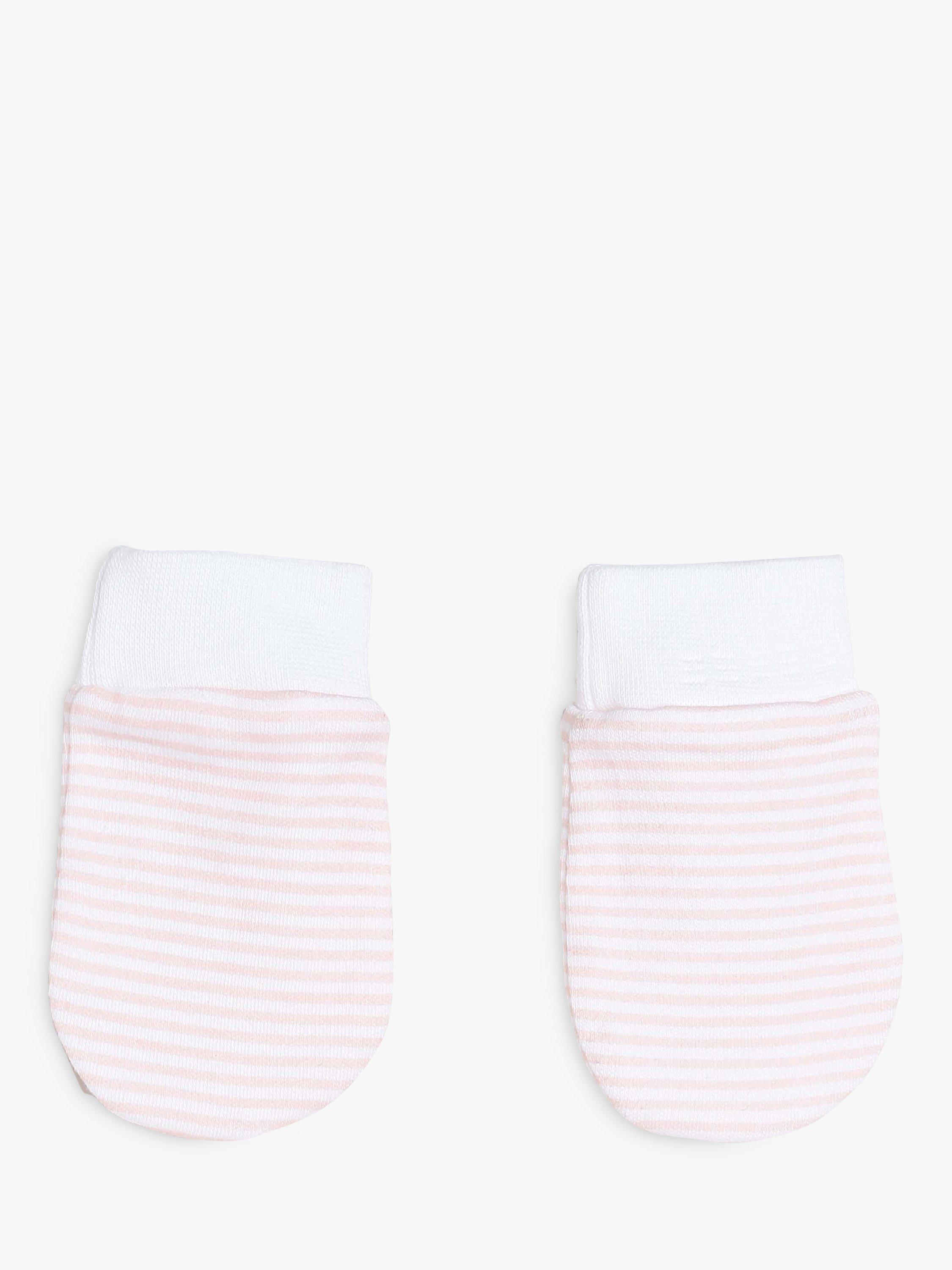 Product image 8 of 8, which shows Mini Cuddles Baby Floral Applique Sleepsuits, Hat & Gloves Set, White/Pink, 6-9 months