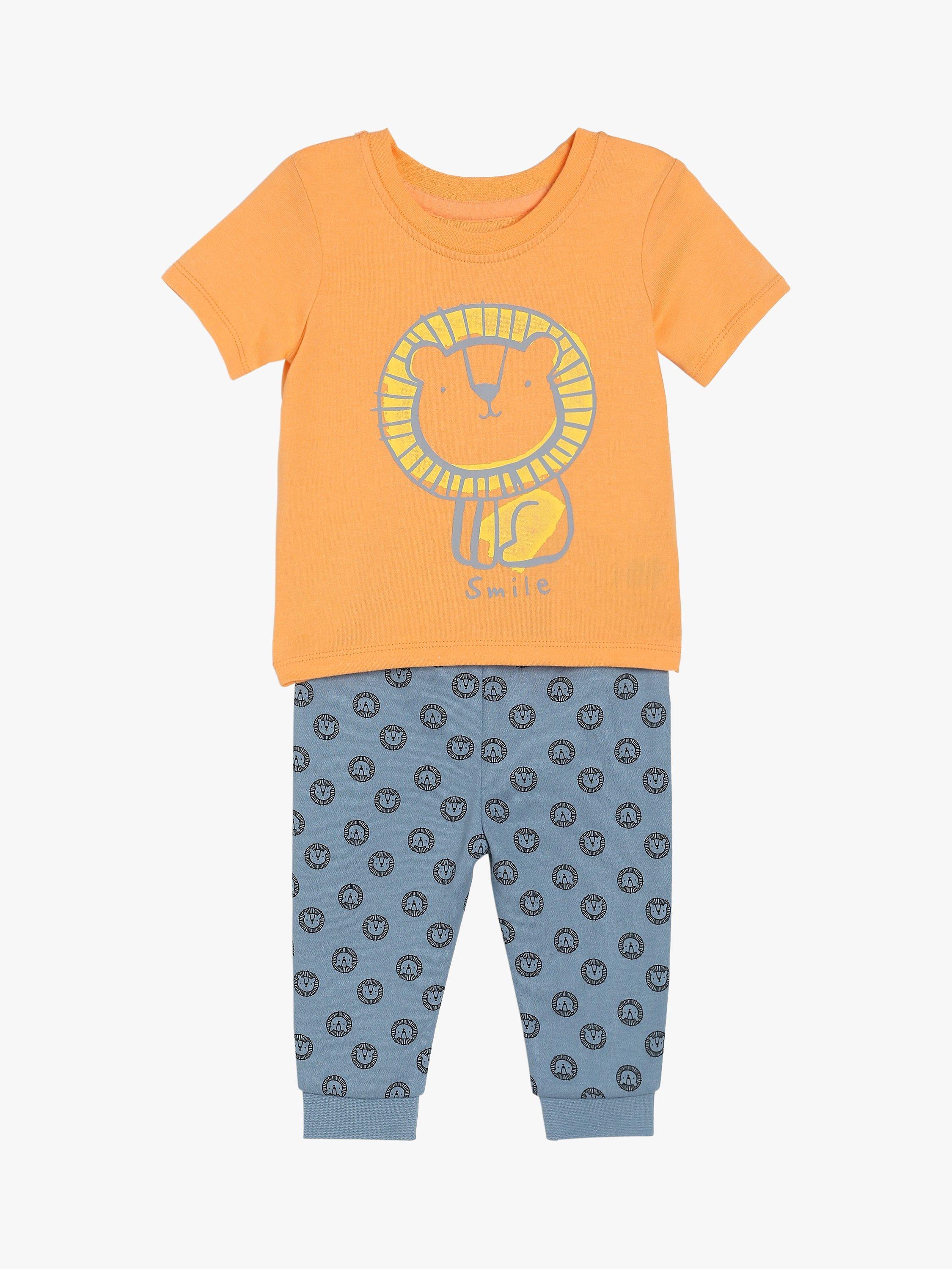 Mini Cuddles Baby Smile T-Shirt & Joggers Set, Blue/Orange
