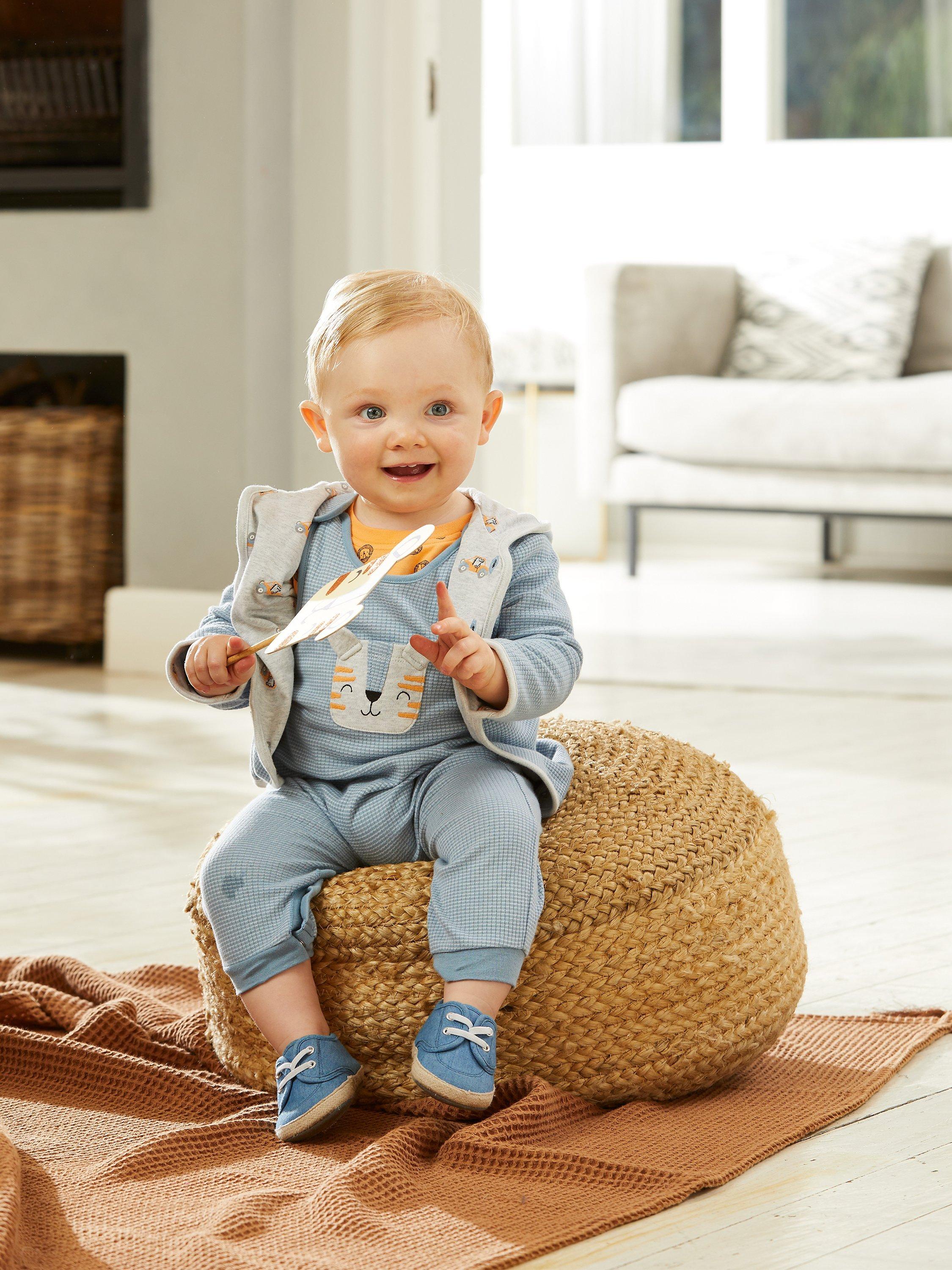 Mini Cuddles Baby Reversible Cotton Jersey Jacket, Blue