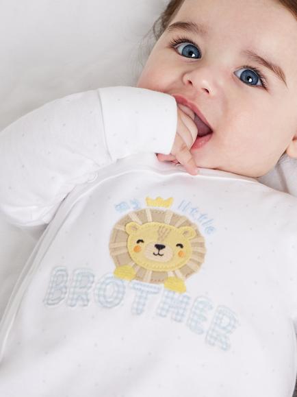 Mini Cuddles Baby Brother Sleepsuit, Blue/Zebra - view 2, Blue/Zebra