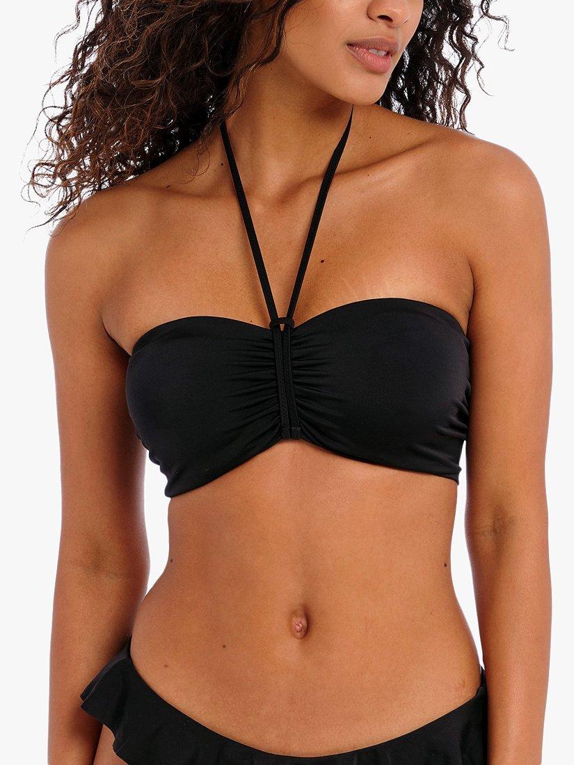 Freya Jewel Cove Plain Underwired Bandeau Bikini Top Black