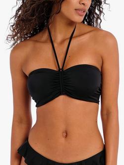 Freya Jewel Cove Plain Underwired Bandeau Bikini Top, Black, Black