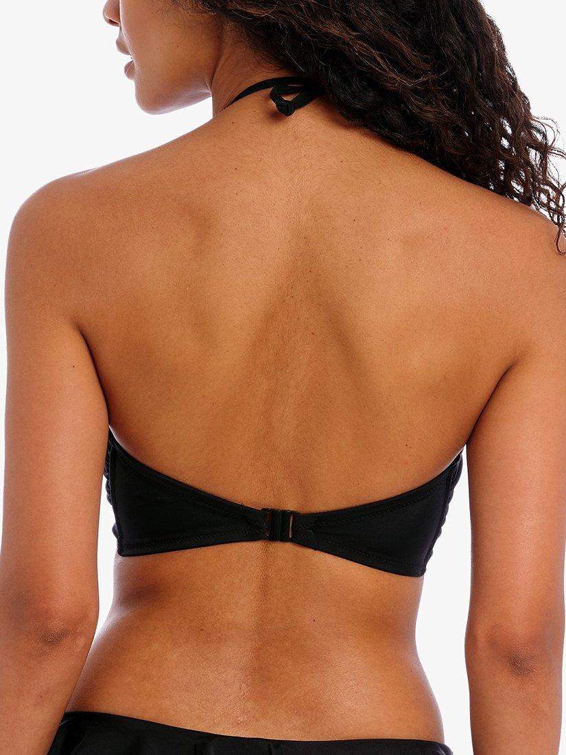 Product image 2 of 3, which shows Freya Jewel Cove Plain Underwired Bandeau Bikini Top, Black, 32DD