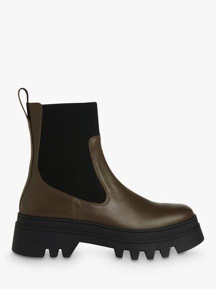 Whistles Hatton Chunky Leather Chelsea Boots, Khaki