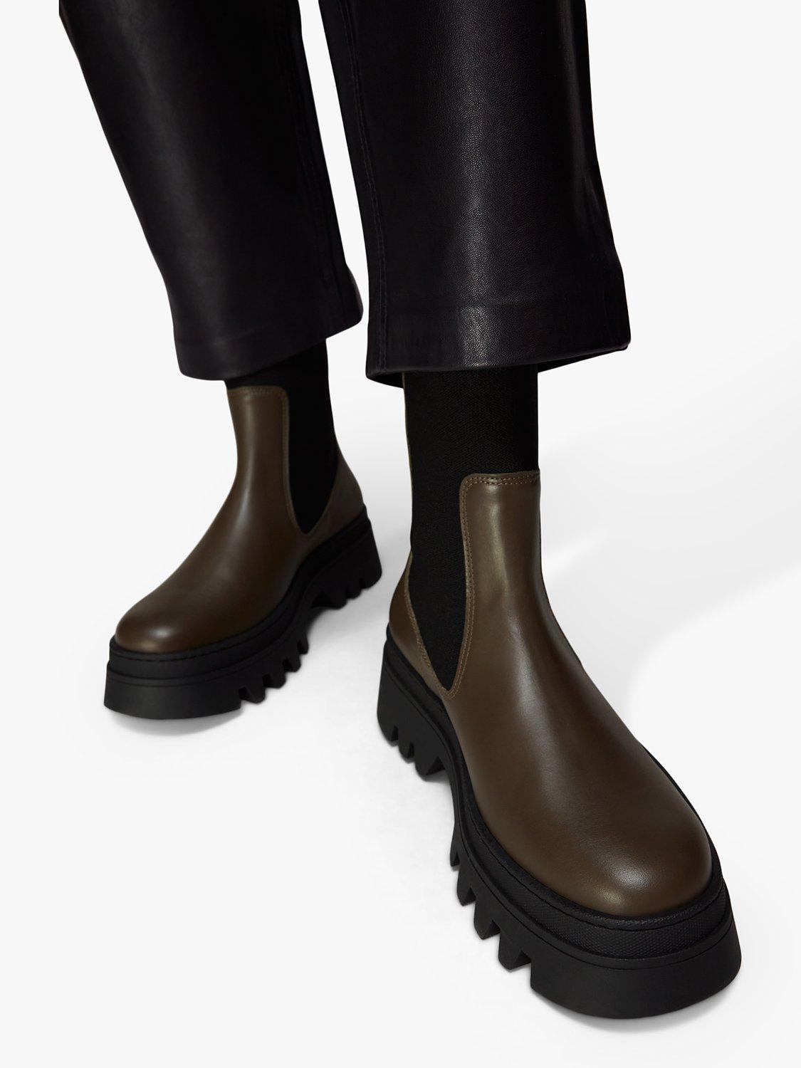 Product image 4 of 4, which shows Whistles Hatton Chunky Leather Chelsea Boots, Khaki, 5