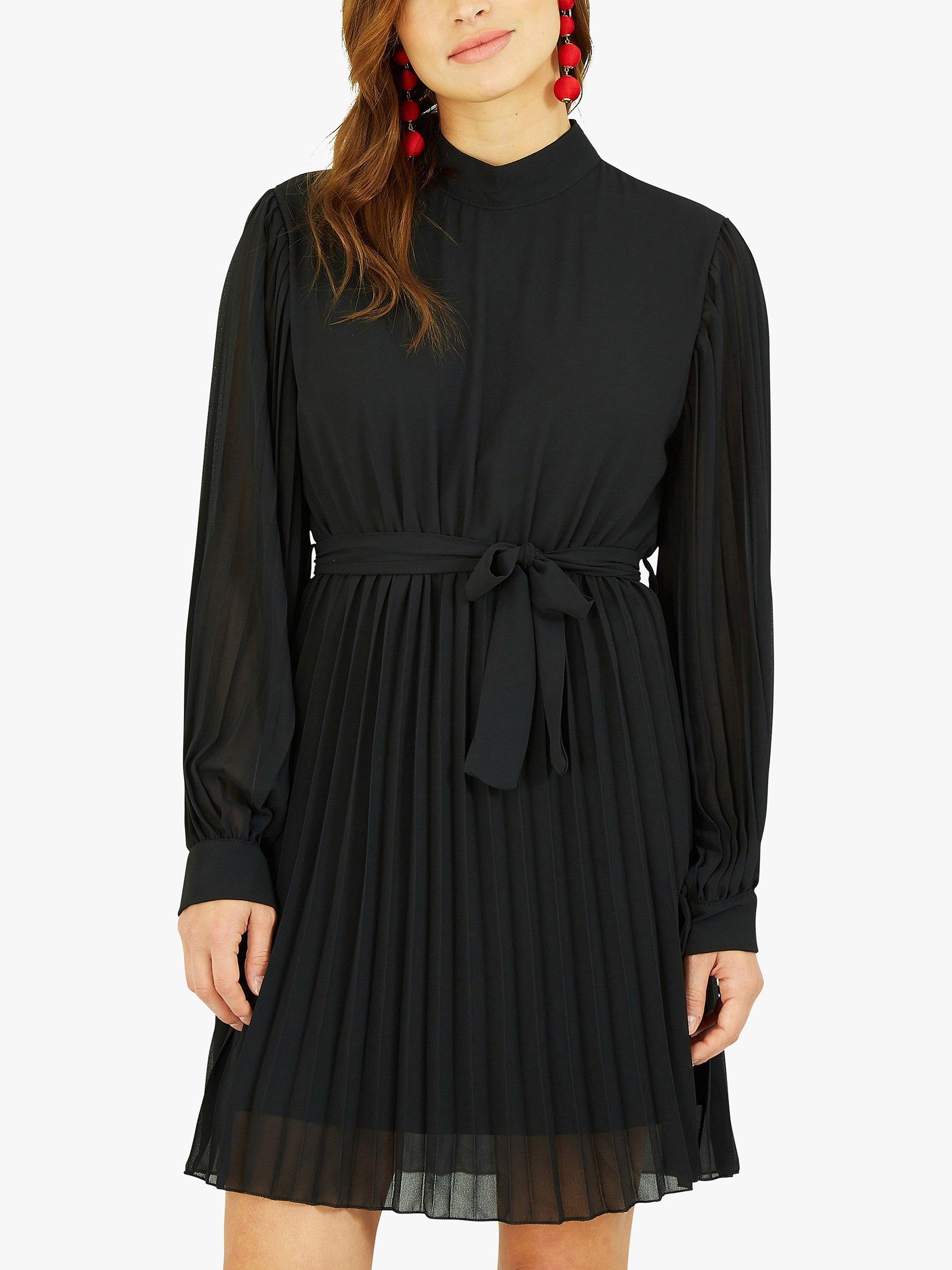 Mela London Long Sleeve High Neck Tunic Dress, Black, 8