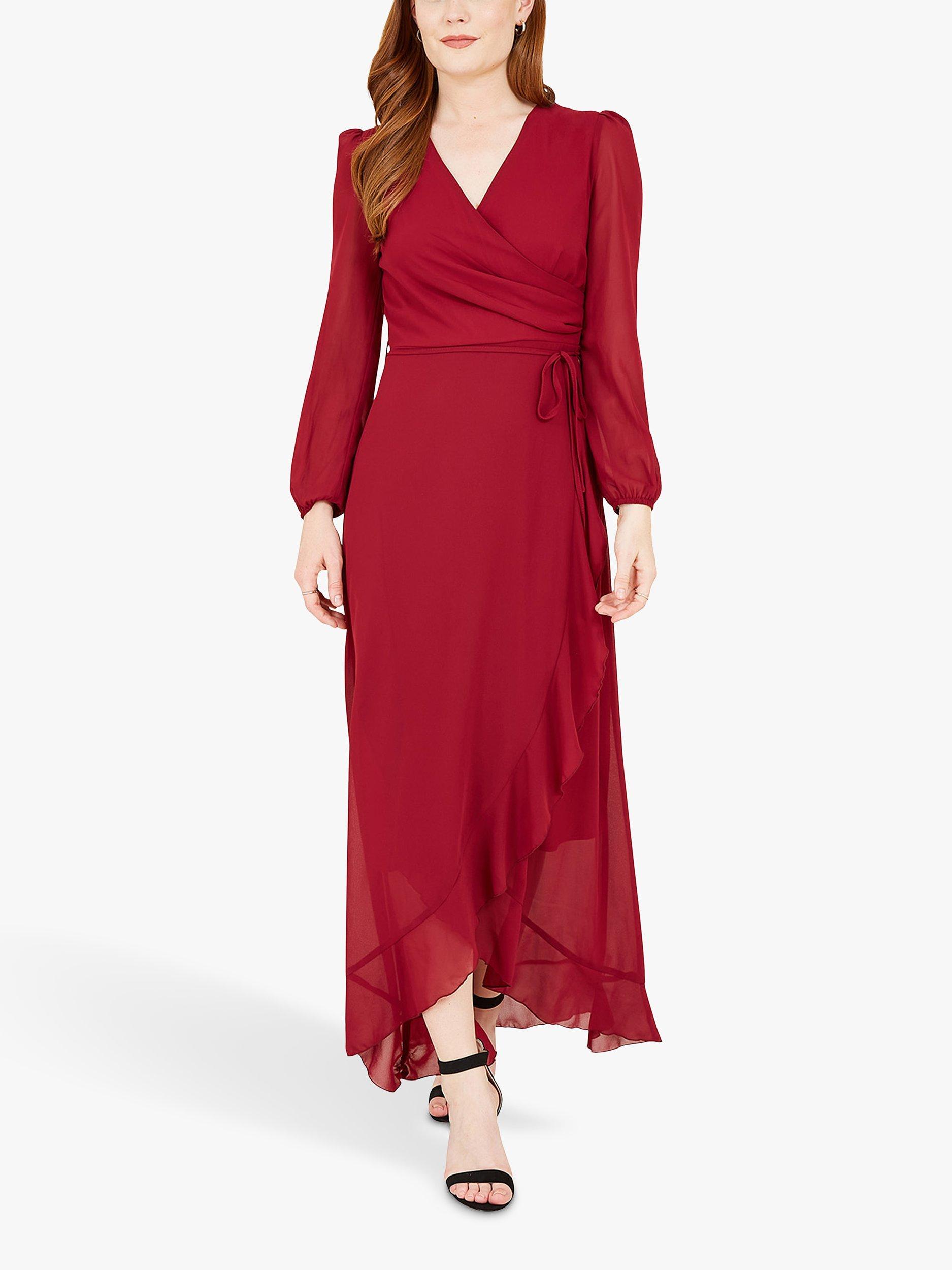 Mela London Dipped Hem Wrap Maxi Dress Burgundy