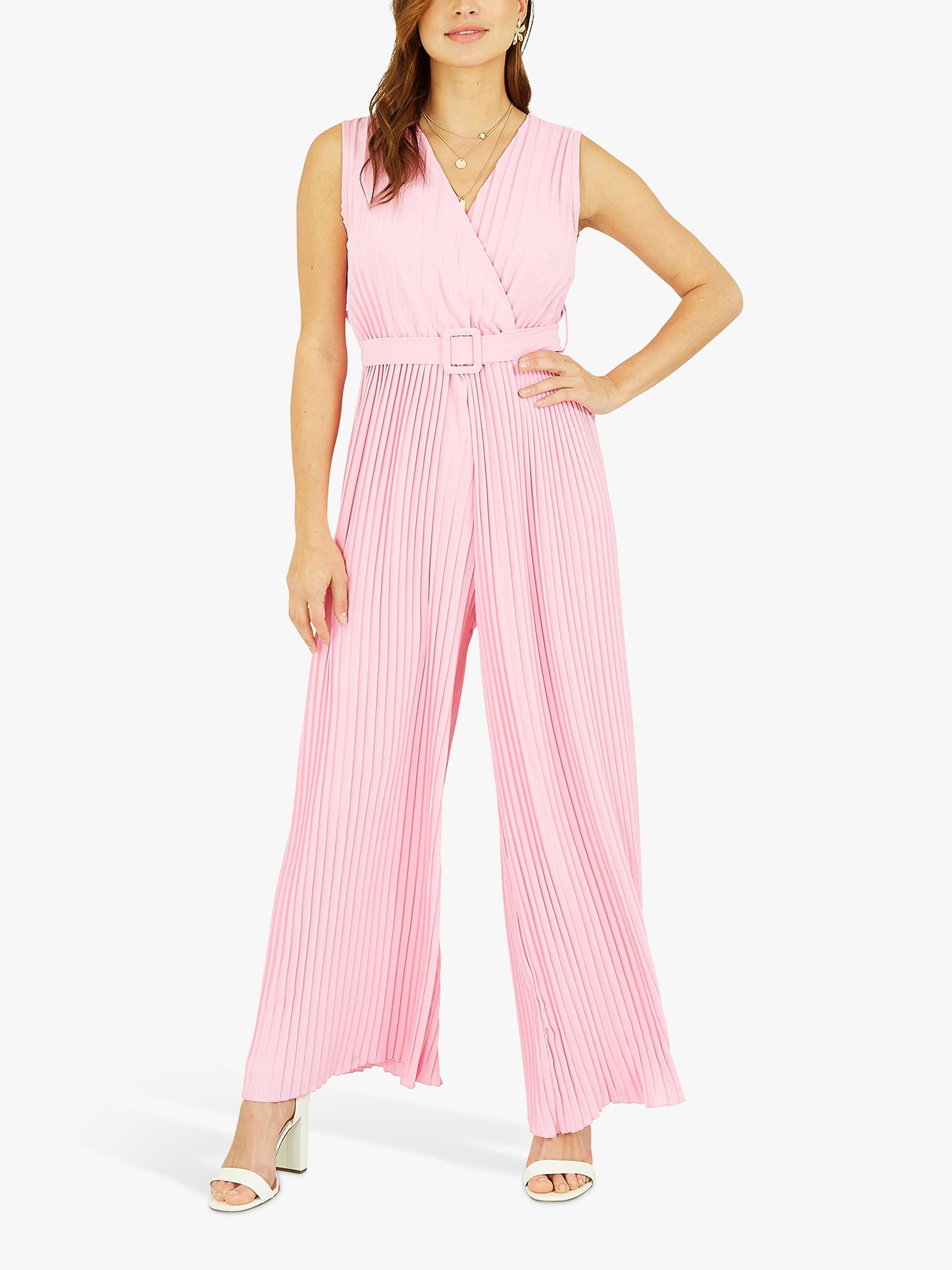 Mela London Belted Pleated Jumpsuit, Pink, M