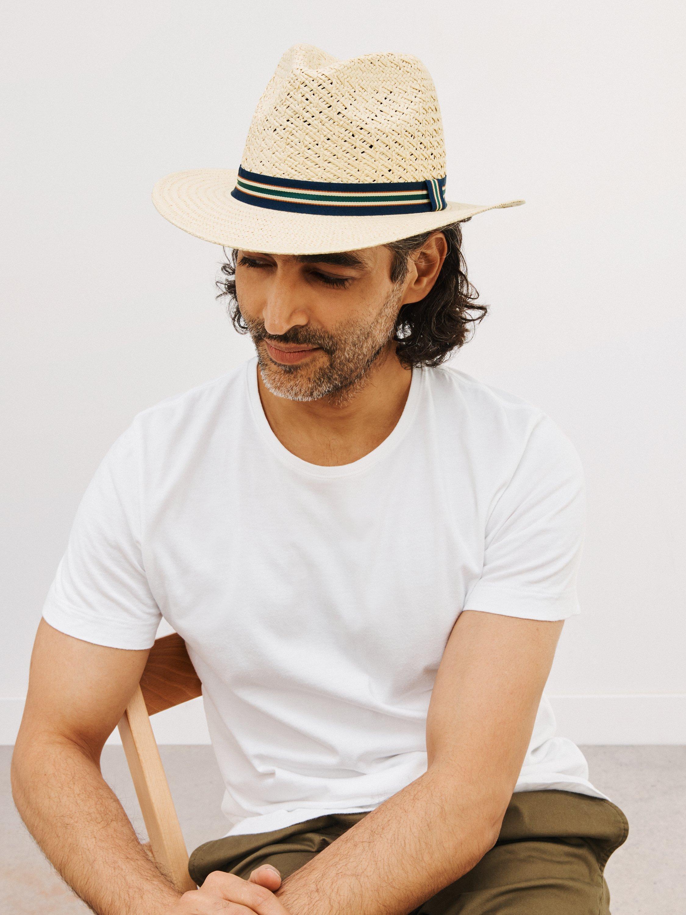 John Lewis Paper Stripe Fedora Hat, Neutral