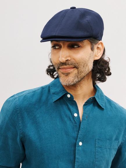 John Lewis Linen Blend Bakerboy Cap, Navy, Navy