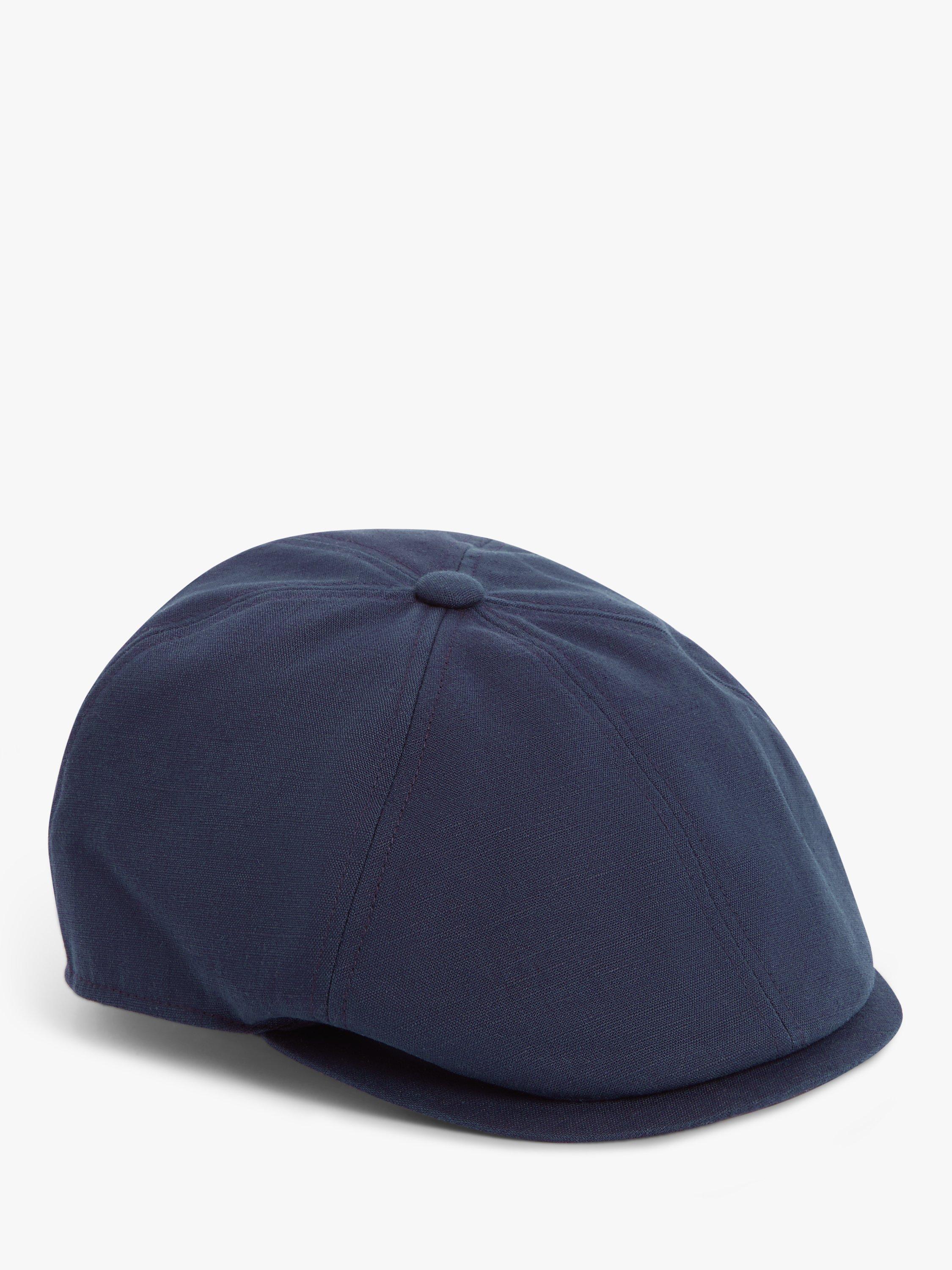 John Lewis Linen Blend Bakerboy Cap, Navy, S-M