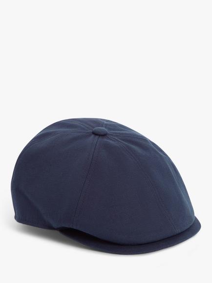 John Lewis Linen Blend Bakerboy Cap, Navy - view 2, Navy