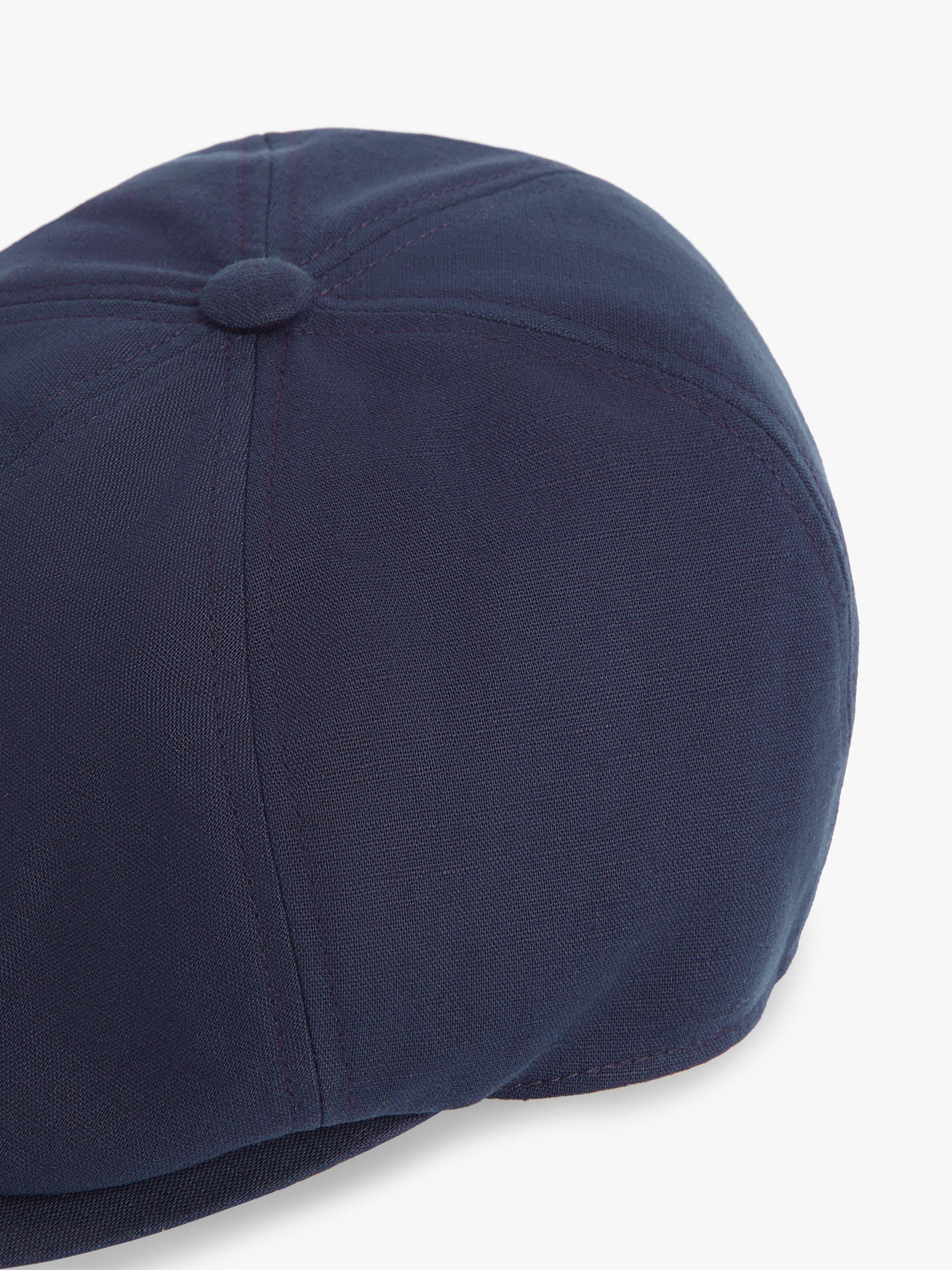 Product image 3 of 3, which shows John Lewis Linen Blend Bakerboy Cap, Navy, S-M