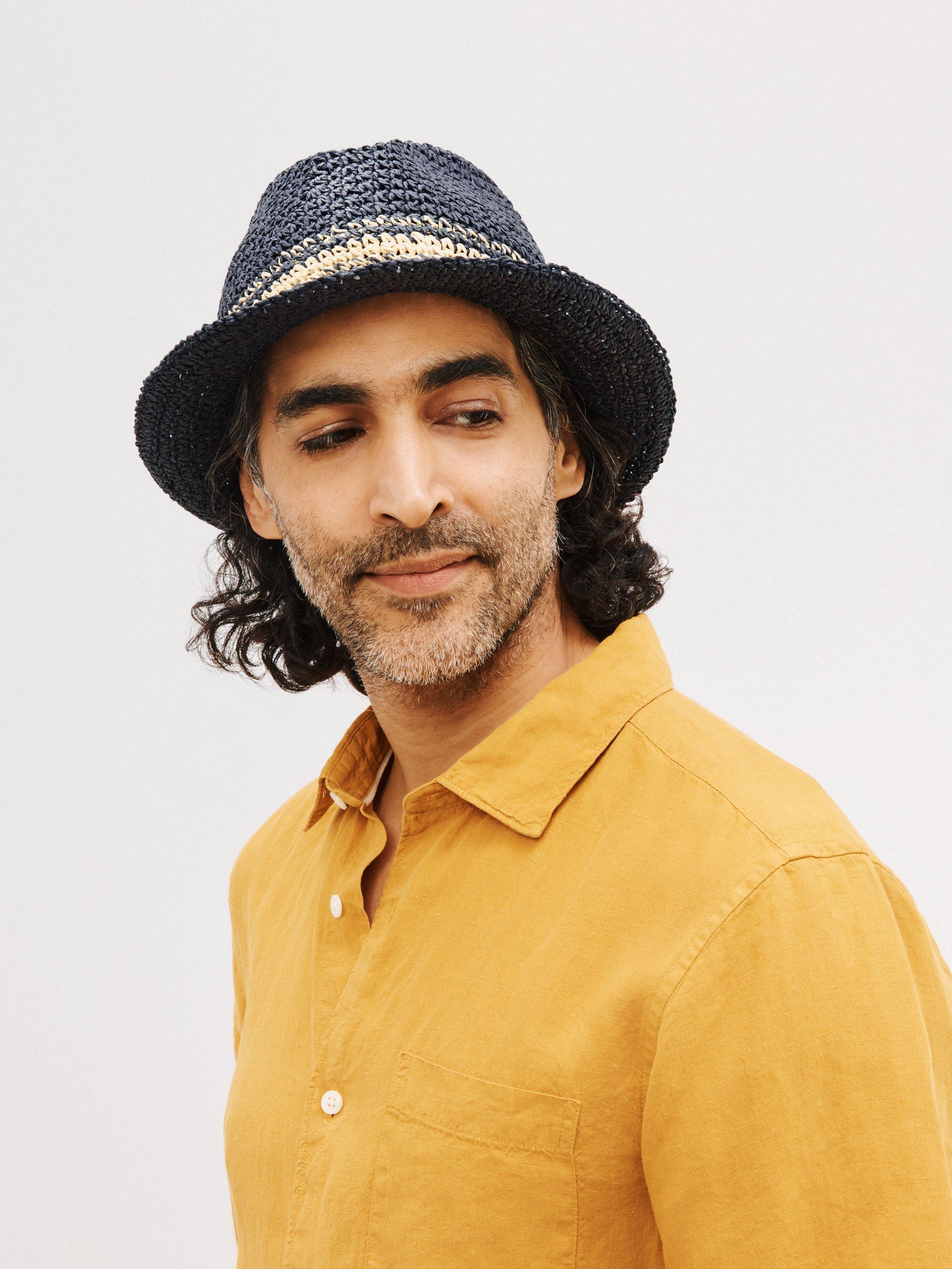 John Lewis Crochet Trilby Hat, Navy