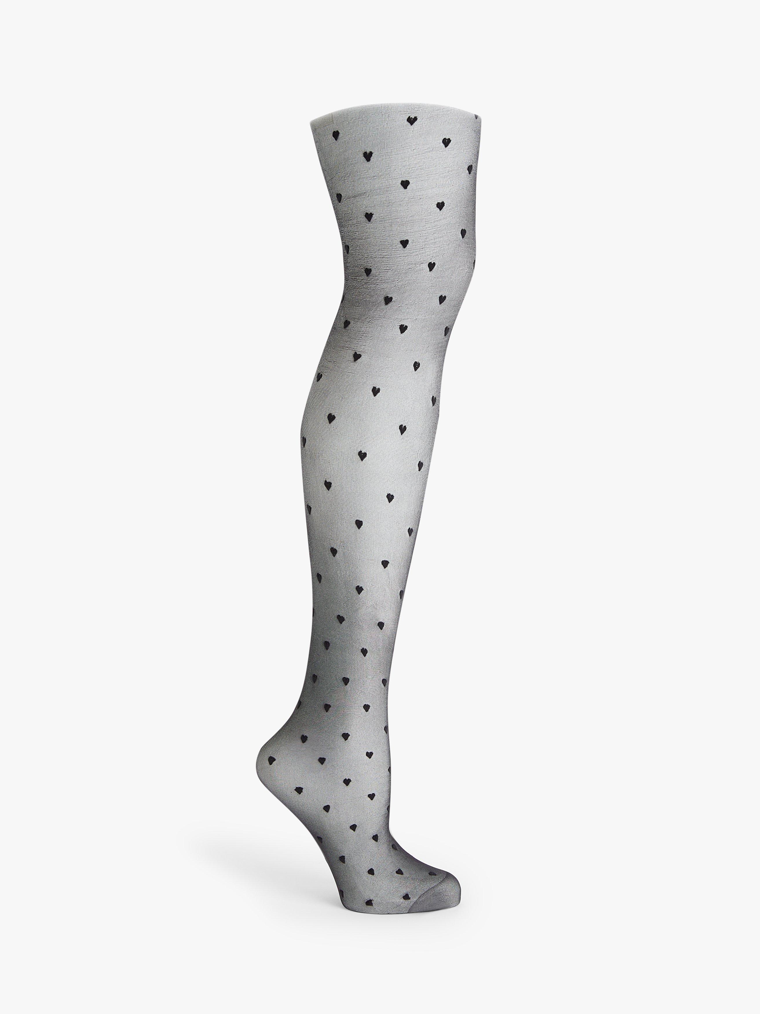 John Lewis Mini Hearts 30 Denier Tights, Black