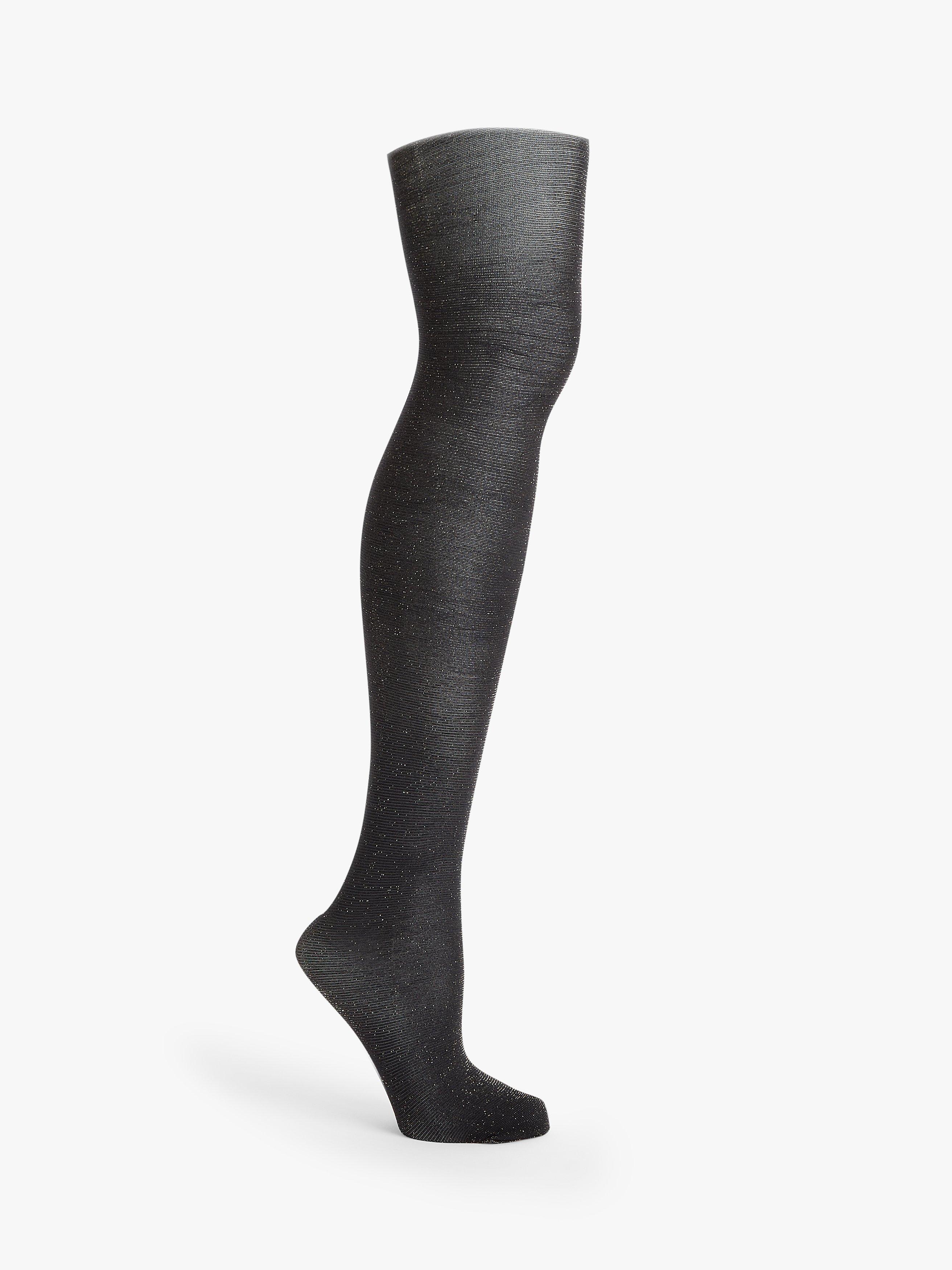 Product image 1 of 2, which shows John Lewis Sparkle 55 Denier Tights, Black, S