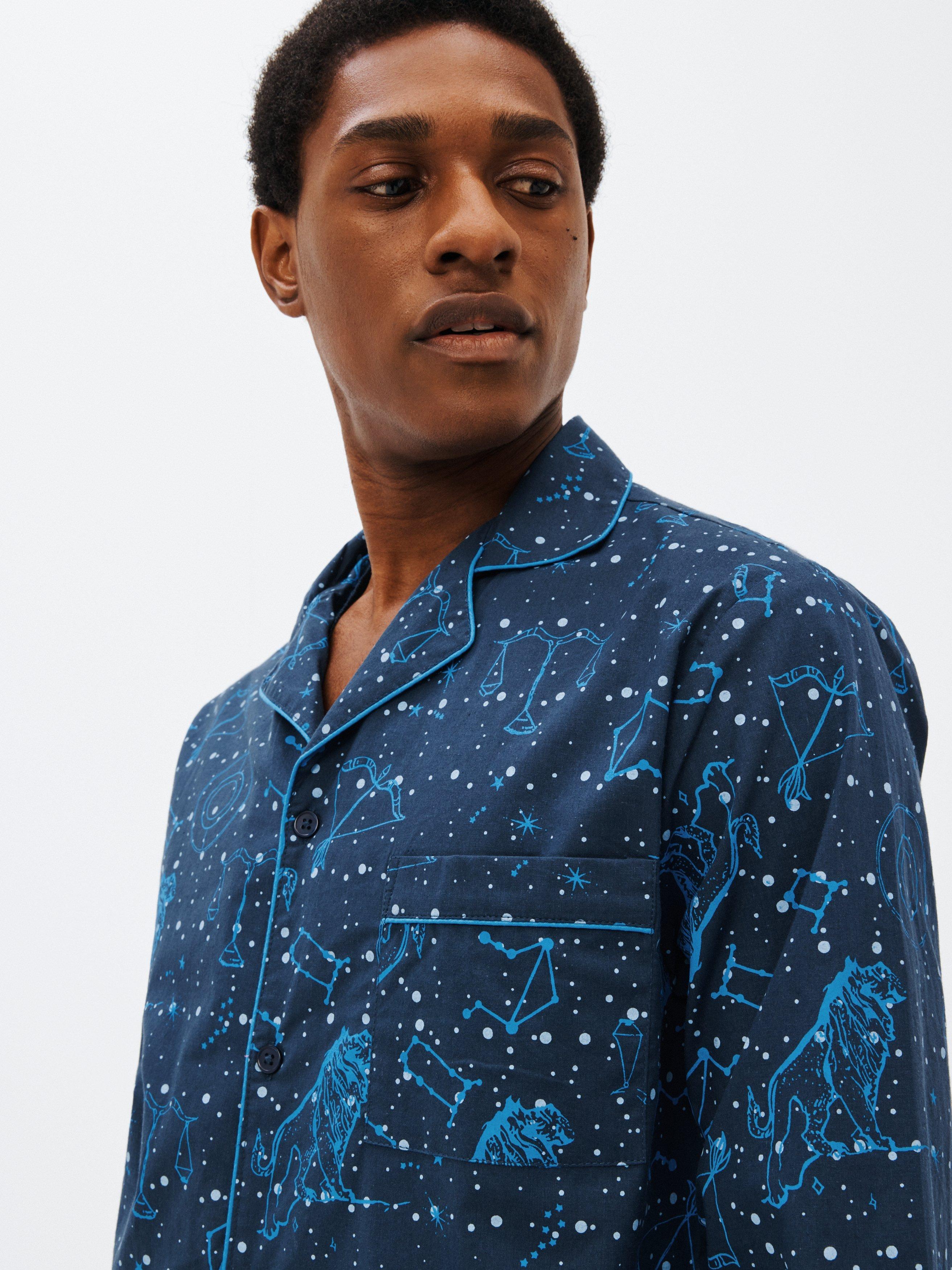Their Nibs Horoscope Long Sleeve Pyjama Set, Navy Base