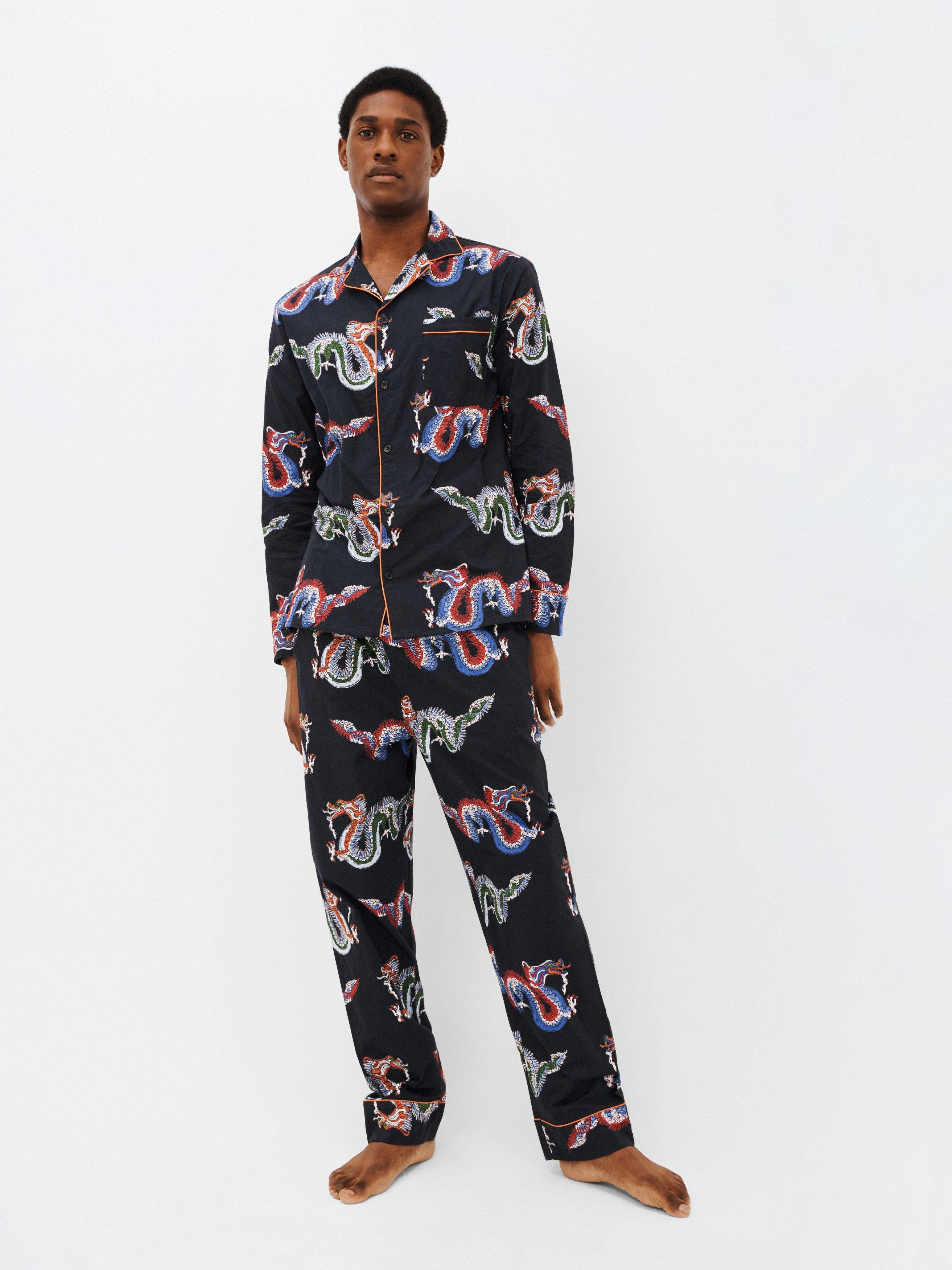 Their Nibs Dragon Long Sleeve Pyjama Set, Black Base