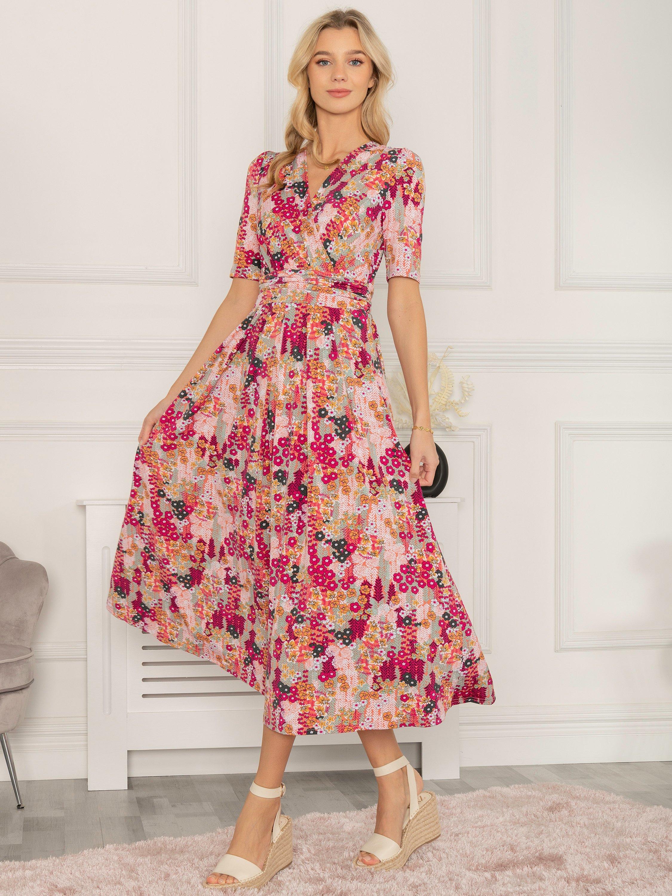 Jolie Moi Akayla Floral Jersey Maxi Dress, Orange/Multi