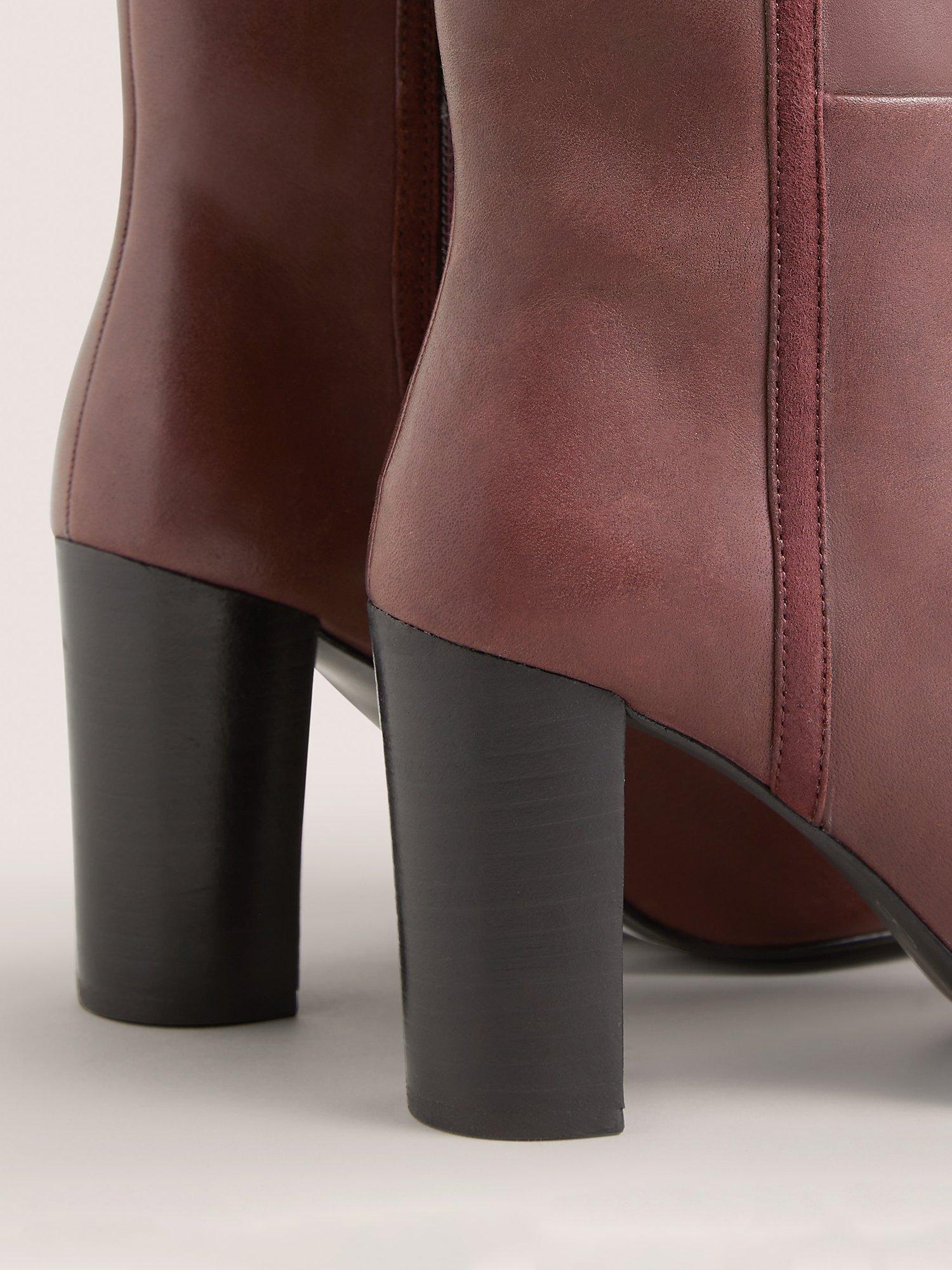 Boden Leather Ankle Boots Maroon
