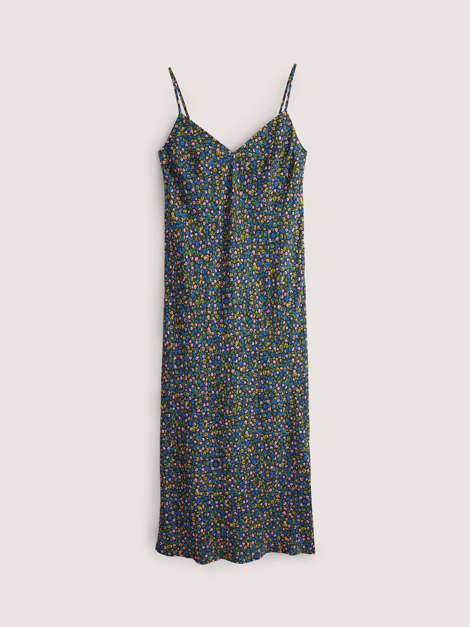 Product image 4 of 6, which shows Boden Elena Floral Terrace Print Midi Slip Dress, Navy/Multi, 14