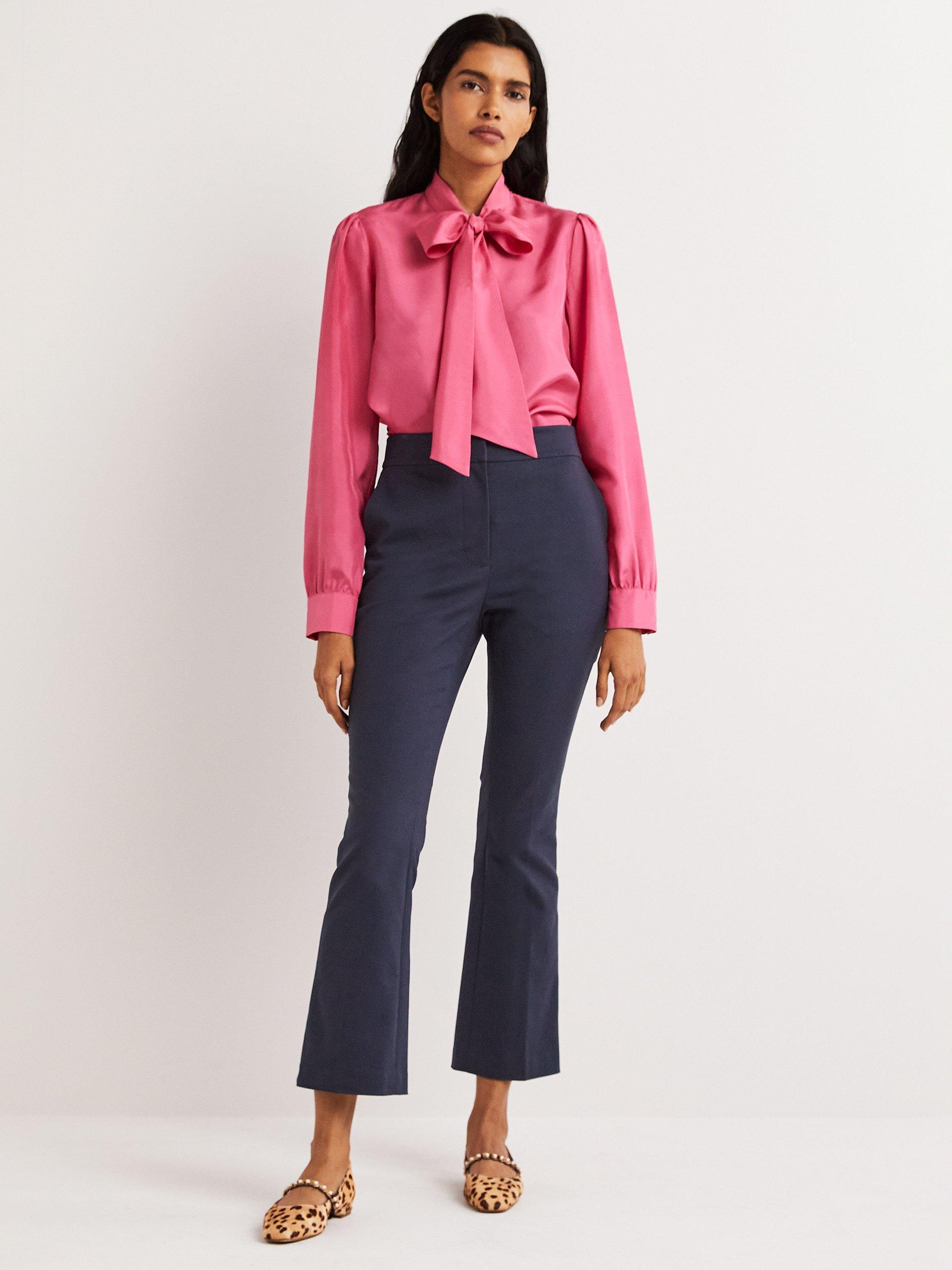 Boden Cropped Flare Trousers, Navy, 14