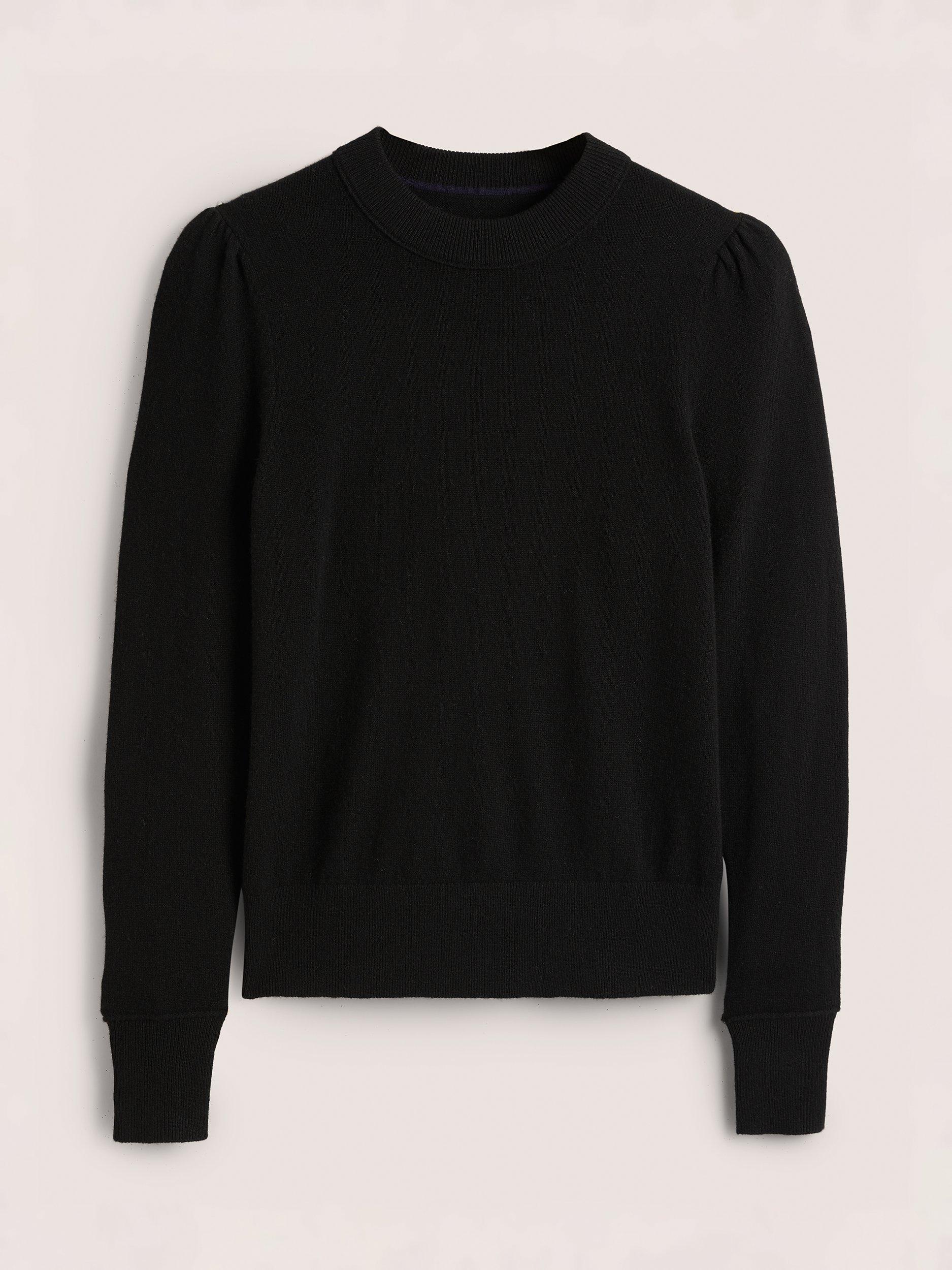 Boden Cashmere Puff Shoulder Jumper, Black