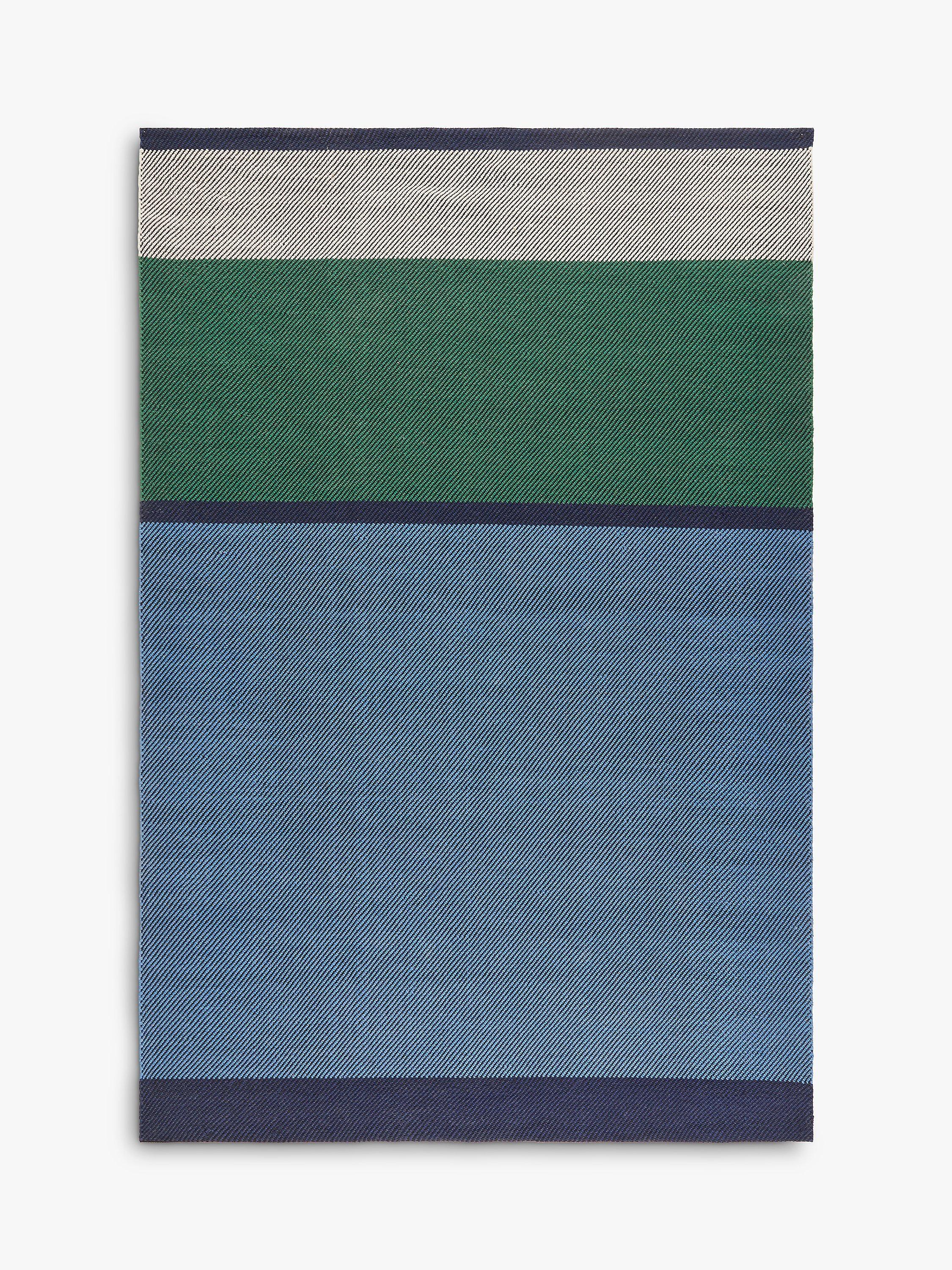 John Lewis Colour Block Stripe Indoor/Outdoor Rug, Blue, L180 x W120 cm