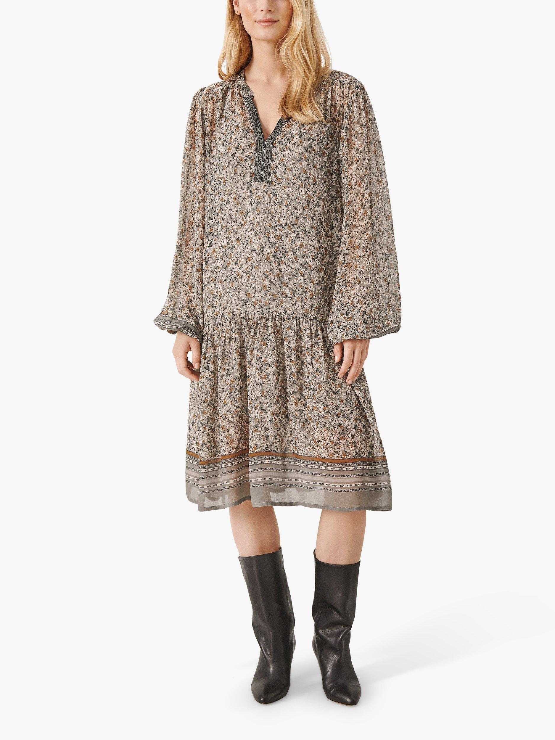 Part Two Kadia Floral  Knee Length Dress, Grey