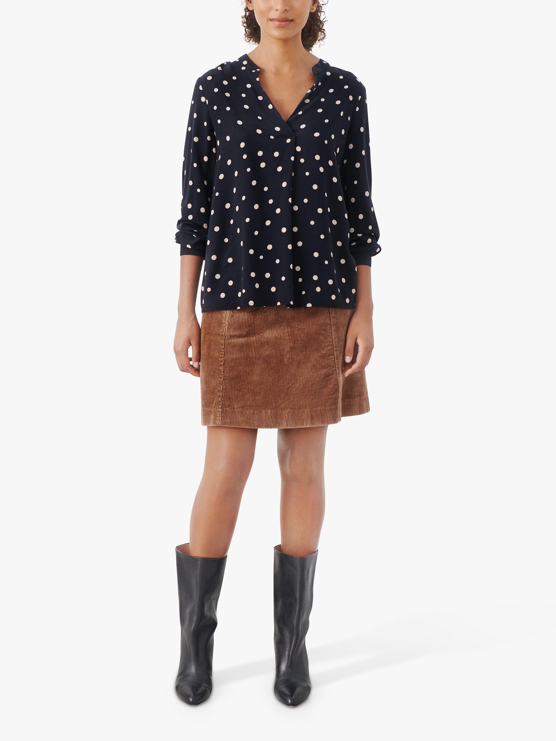 Part Two Tonnie Long Sleeve Dot Blouse, Dark Navy