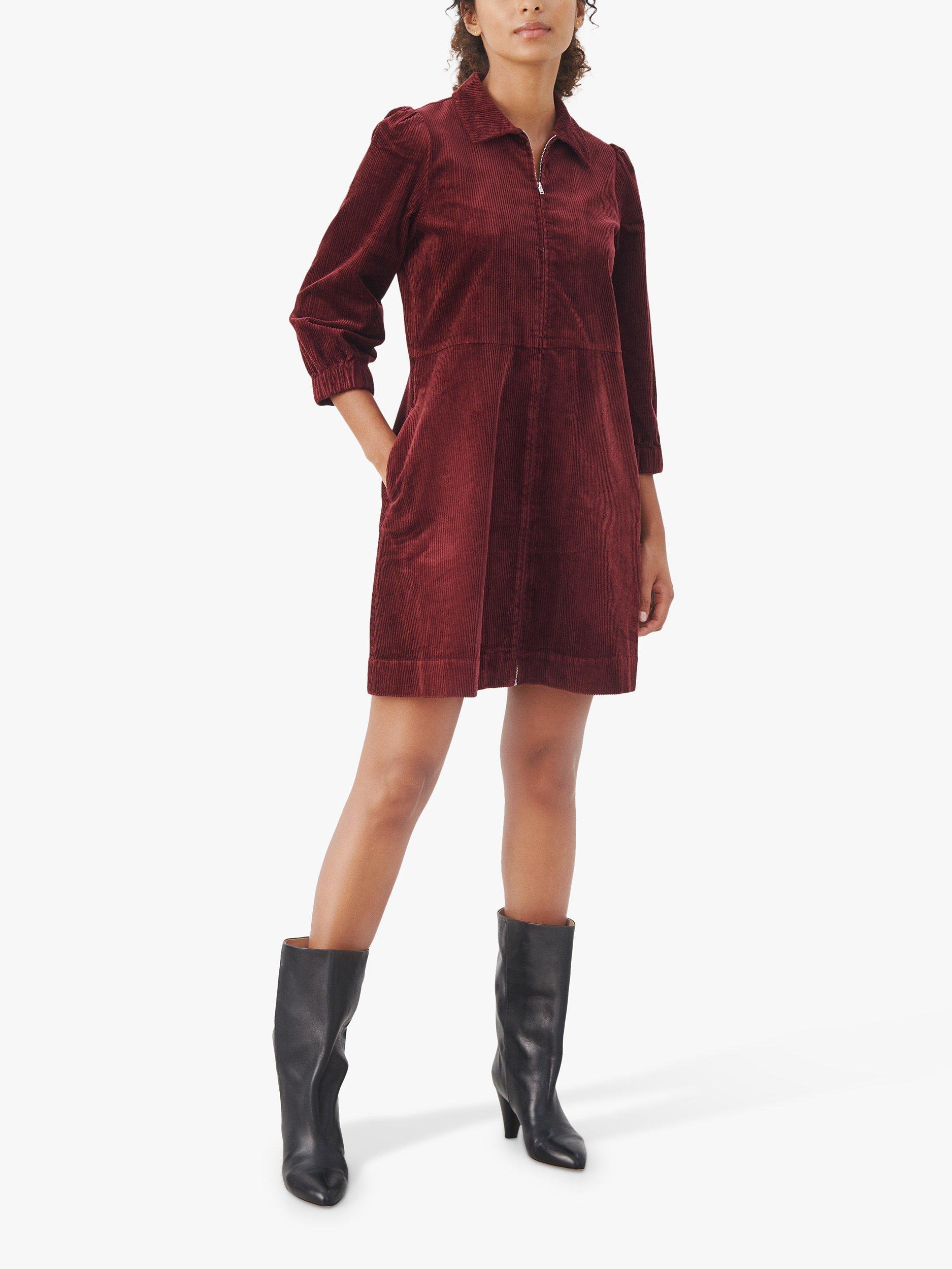 Part Two Eyvor Corduroy Knee Length Dress, Tawny Port, 12