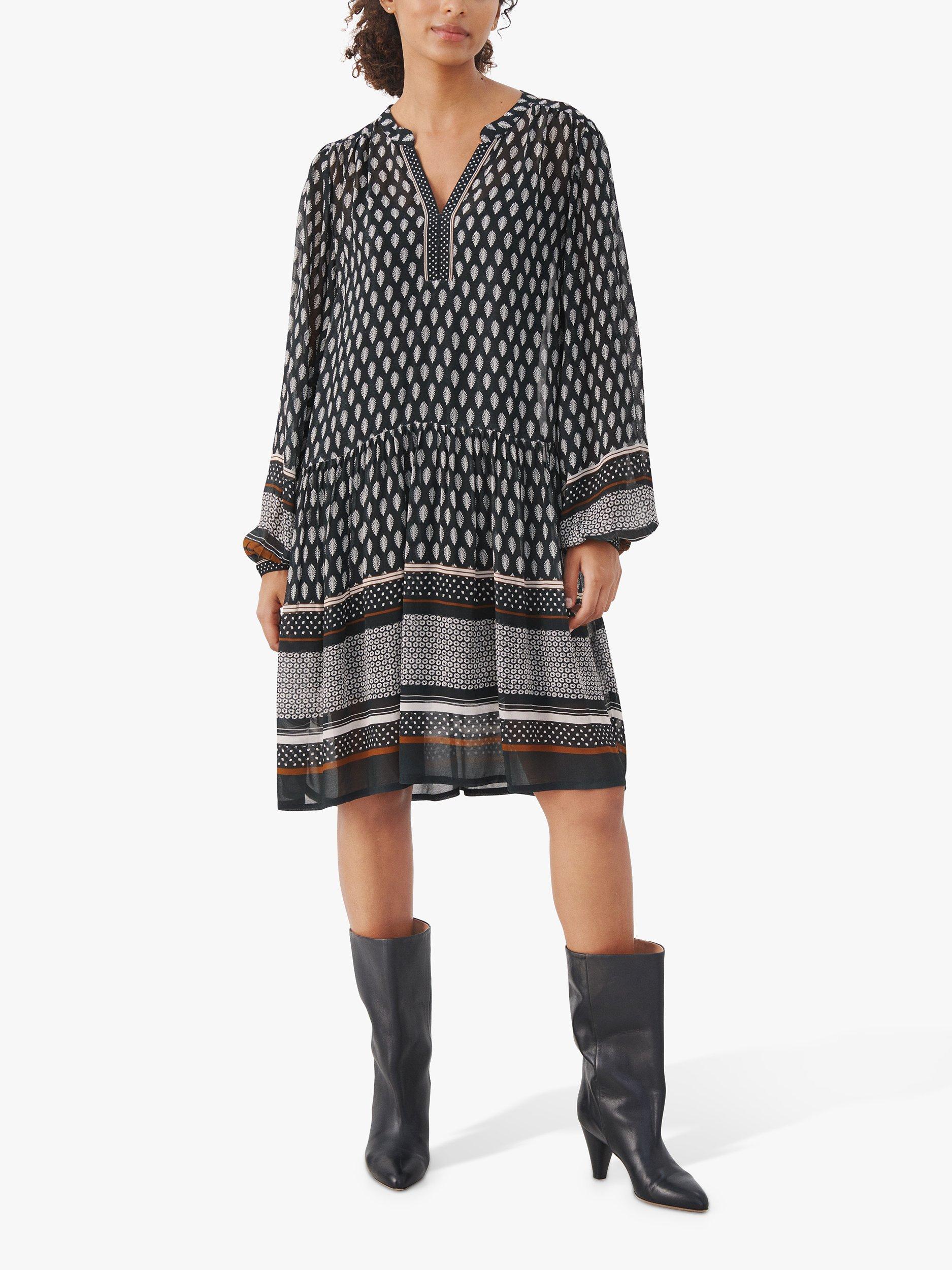 Part Two Kadia Geometric Print Knee Length Dress, Black