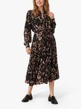 Part Two Romy Long Sleeve Midi Dress, Black Ikat Print