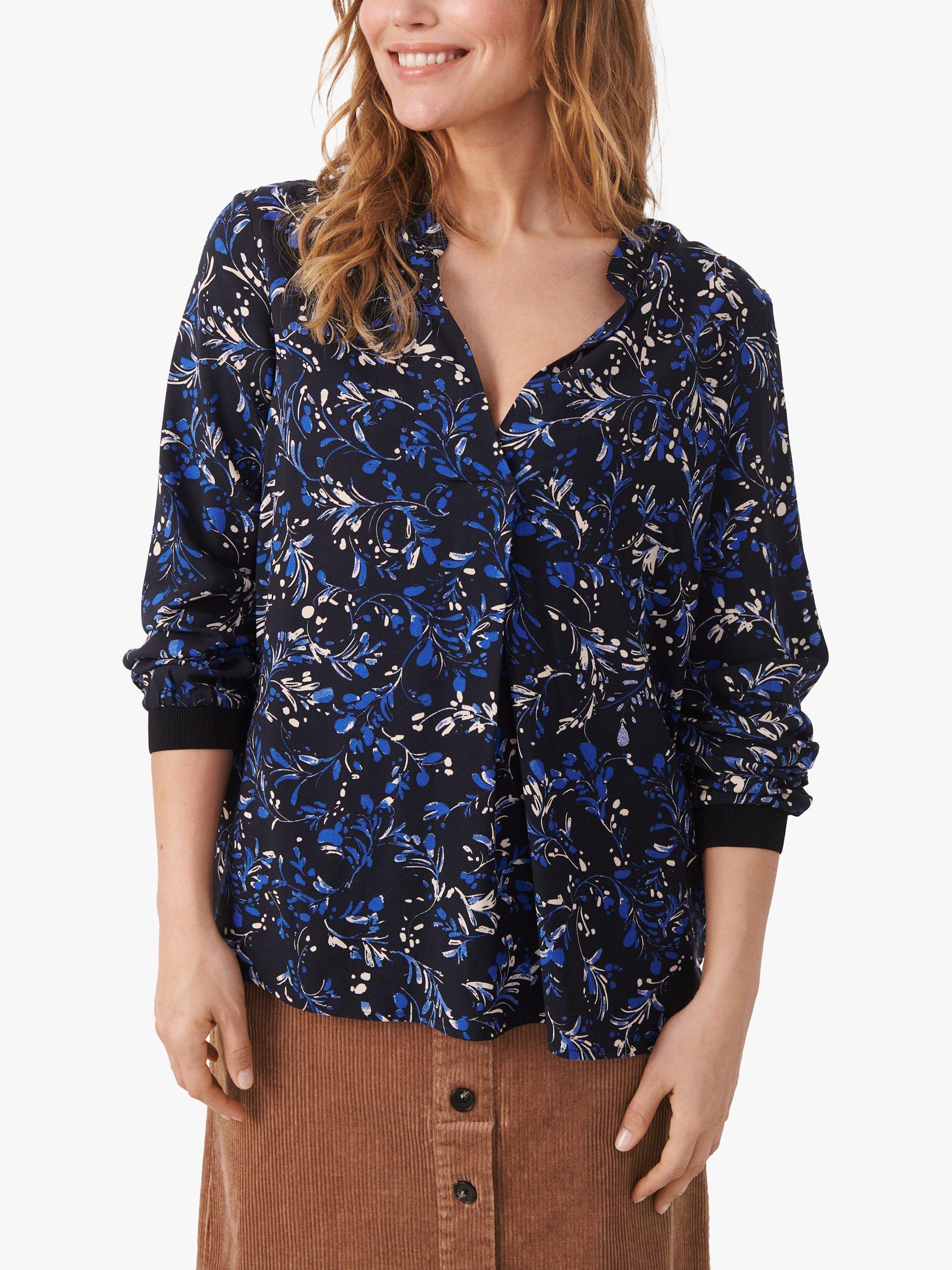 Part Two Tonnie Long Sleeve Print Blouse, Dark Navy Marble, 8