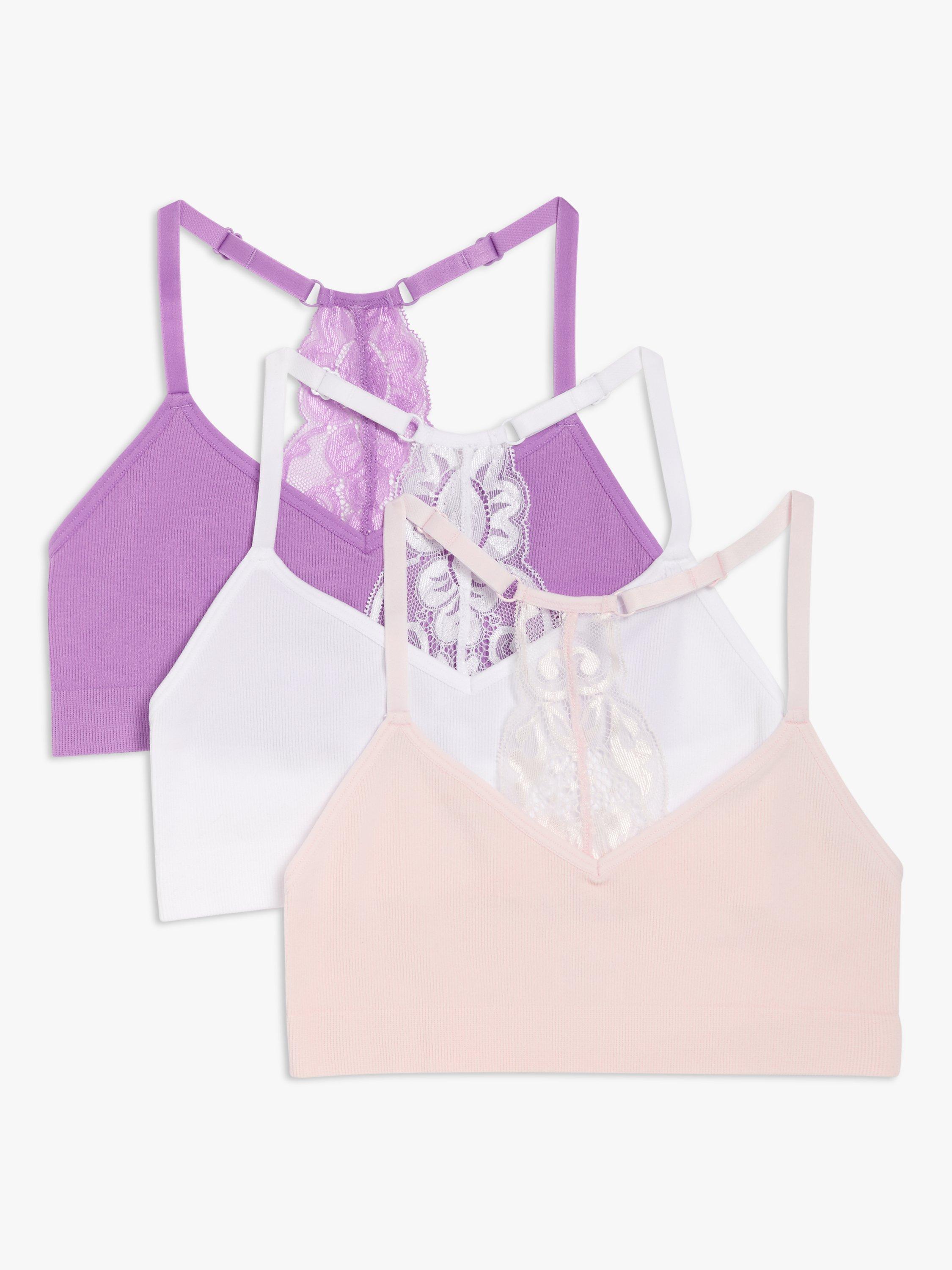 John Lewis Kids' Lace Racerback Seam Free Vest, Pack of 3, Multi