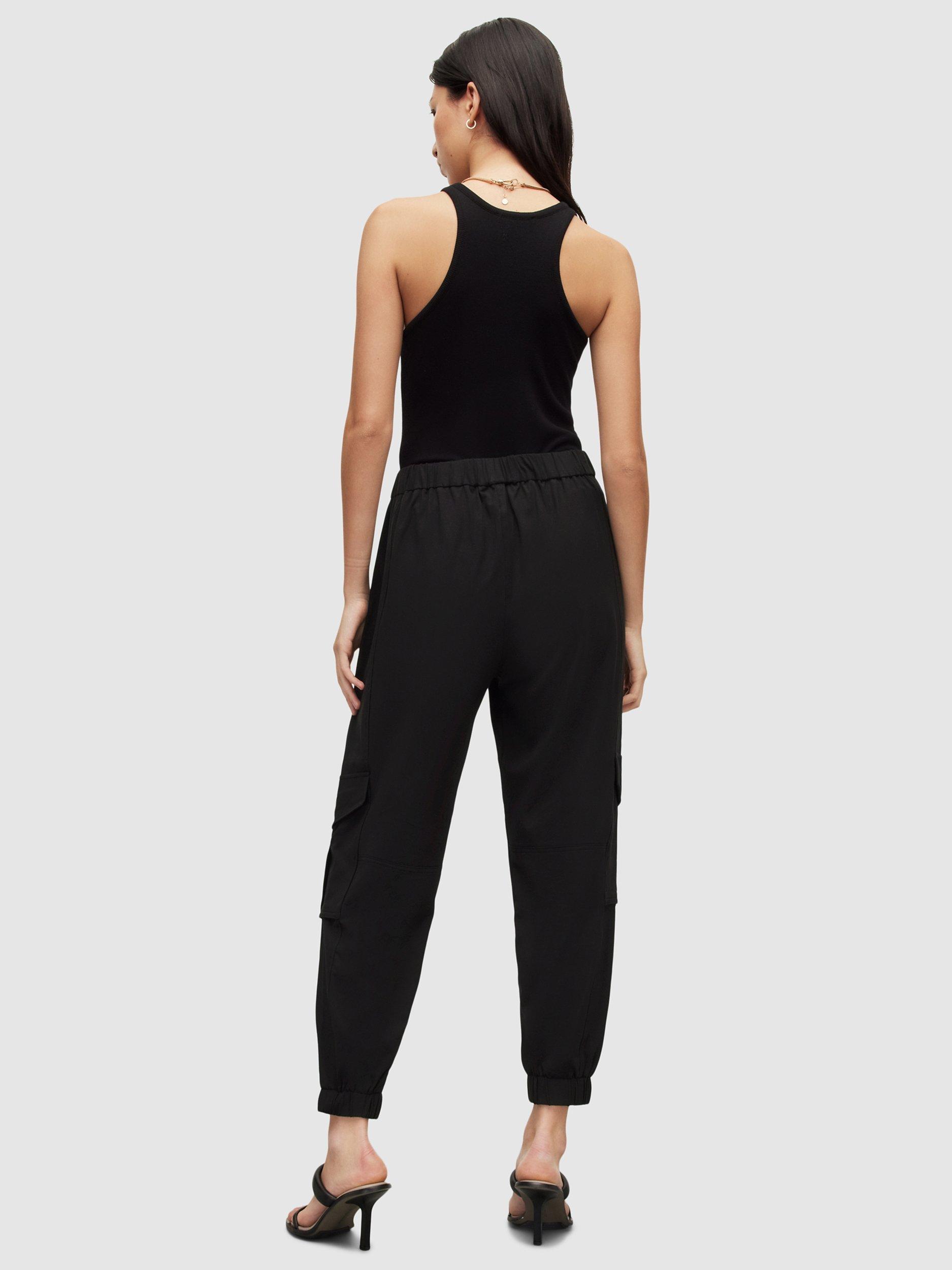AllSaints Frieda Jersey Cargo Like Cuff Trousers, Black, 6