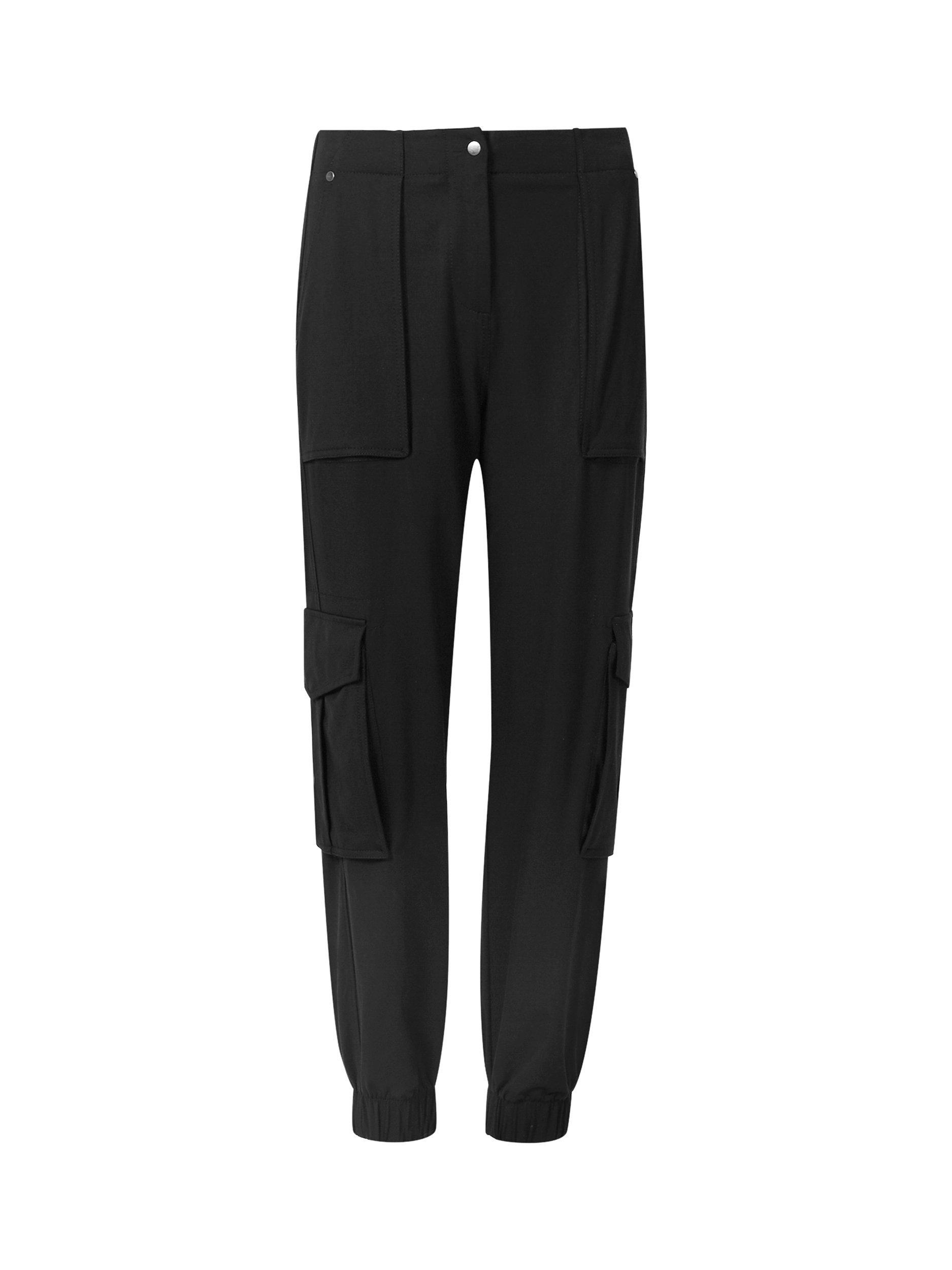 AllSaints Frieda Jersey Cargo Like Cuff Trousers, Black, 6