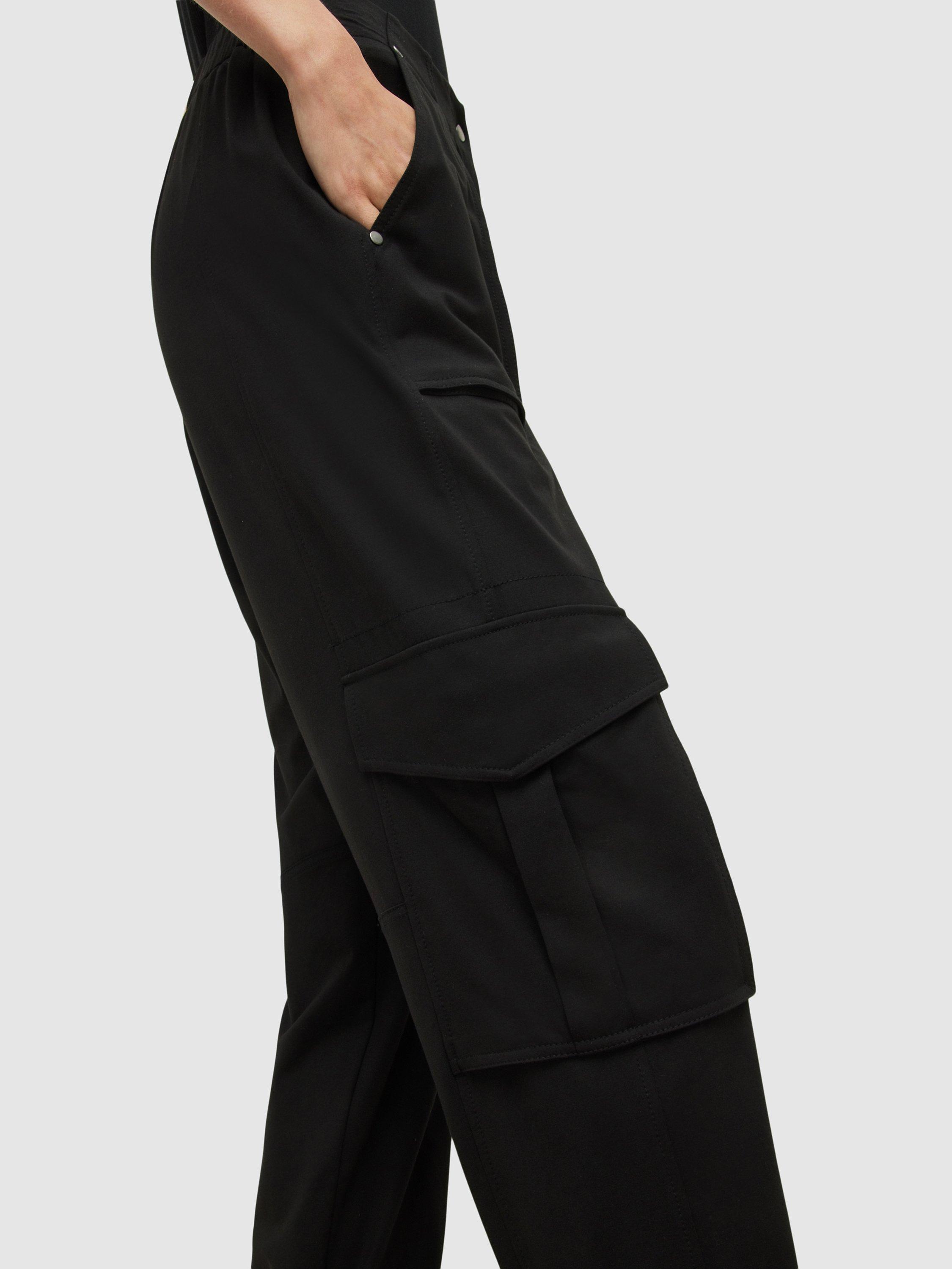 AllSaints Frieda Jersey Cargo Like Cuff Trousers, Black, 6