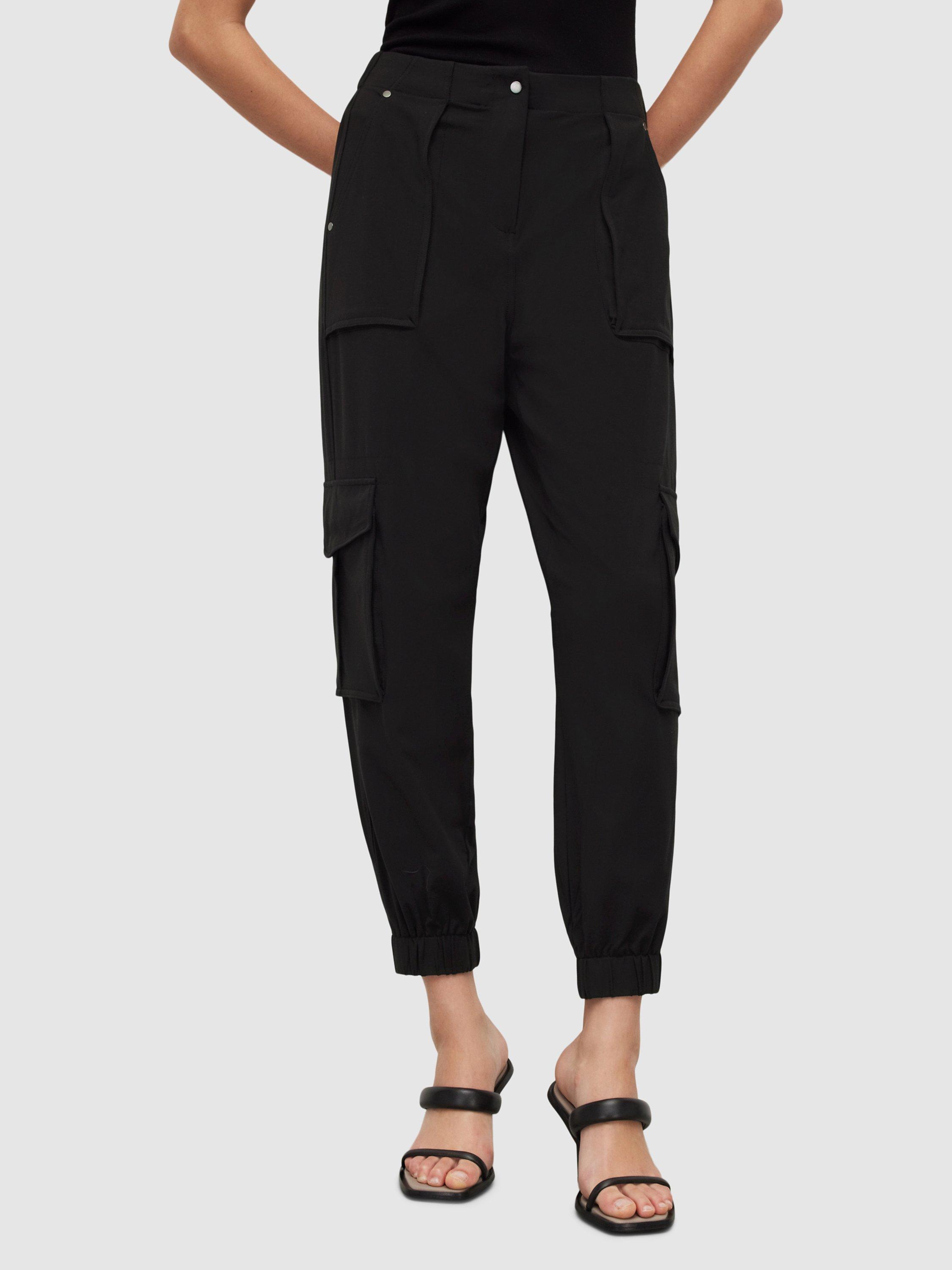AllSaints Frieda Jersey Cargo Like Cuff Trousers, Black, 6