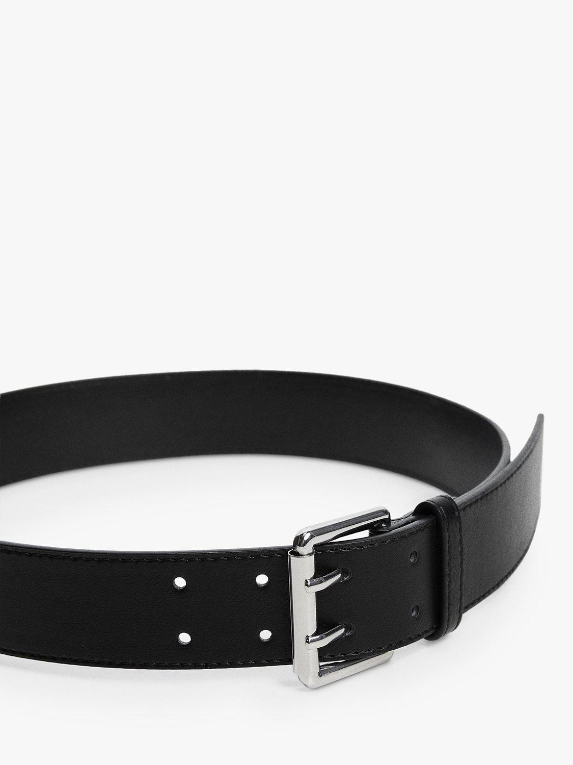 Mango Tica Square Buckle Belt, Black