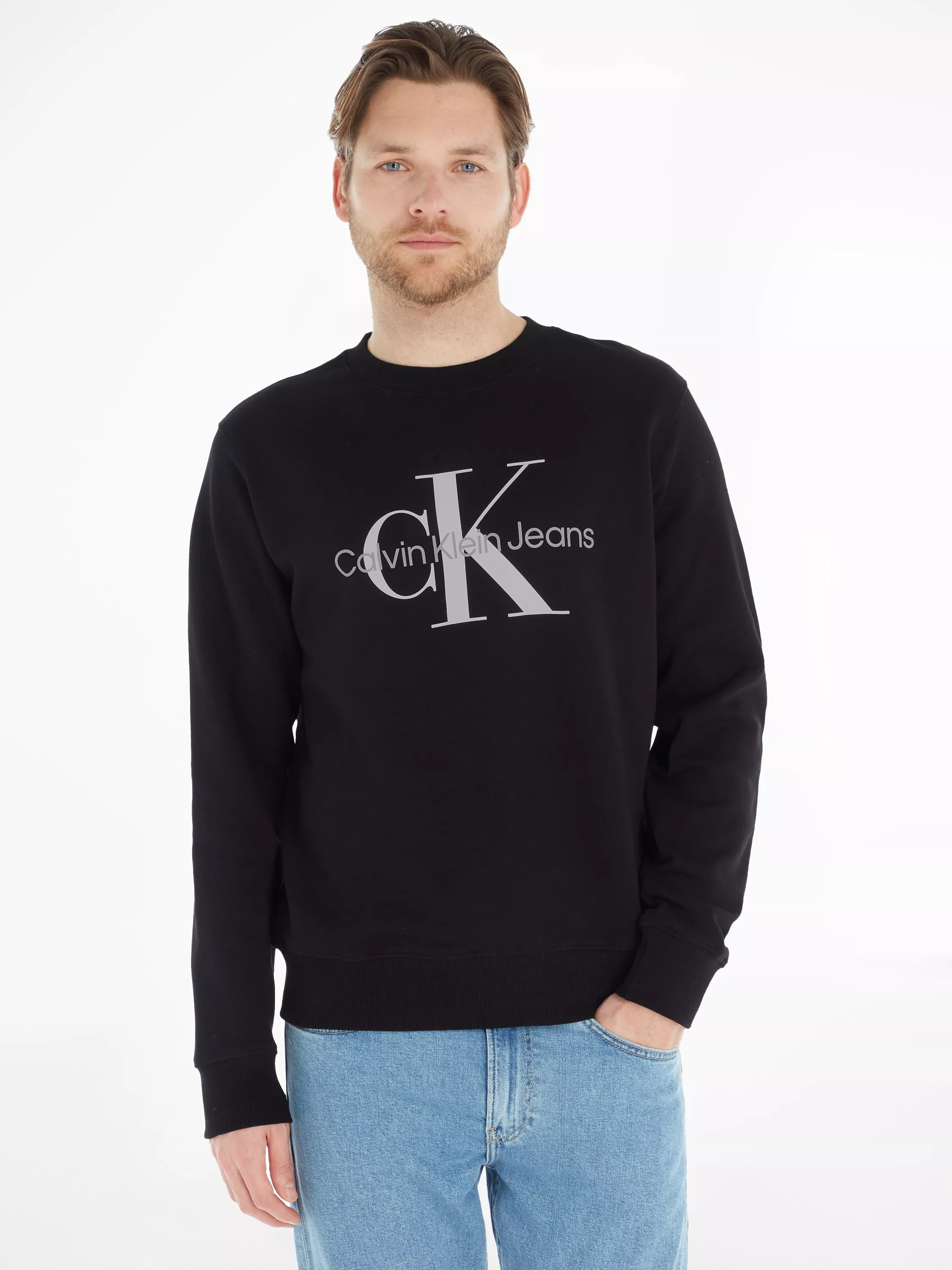 Calvin Klein Jeans Core Monogram Logo Cotton Sweatshirt Ck Black